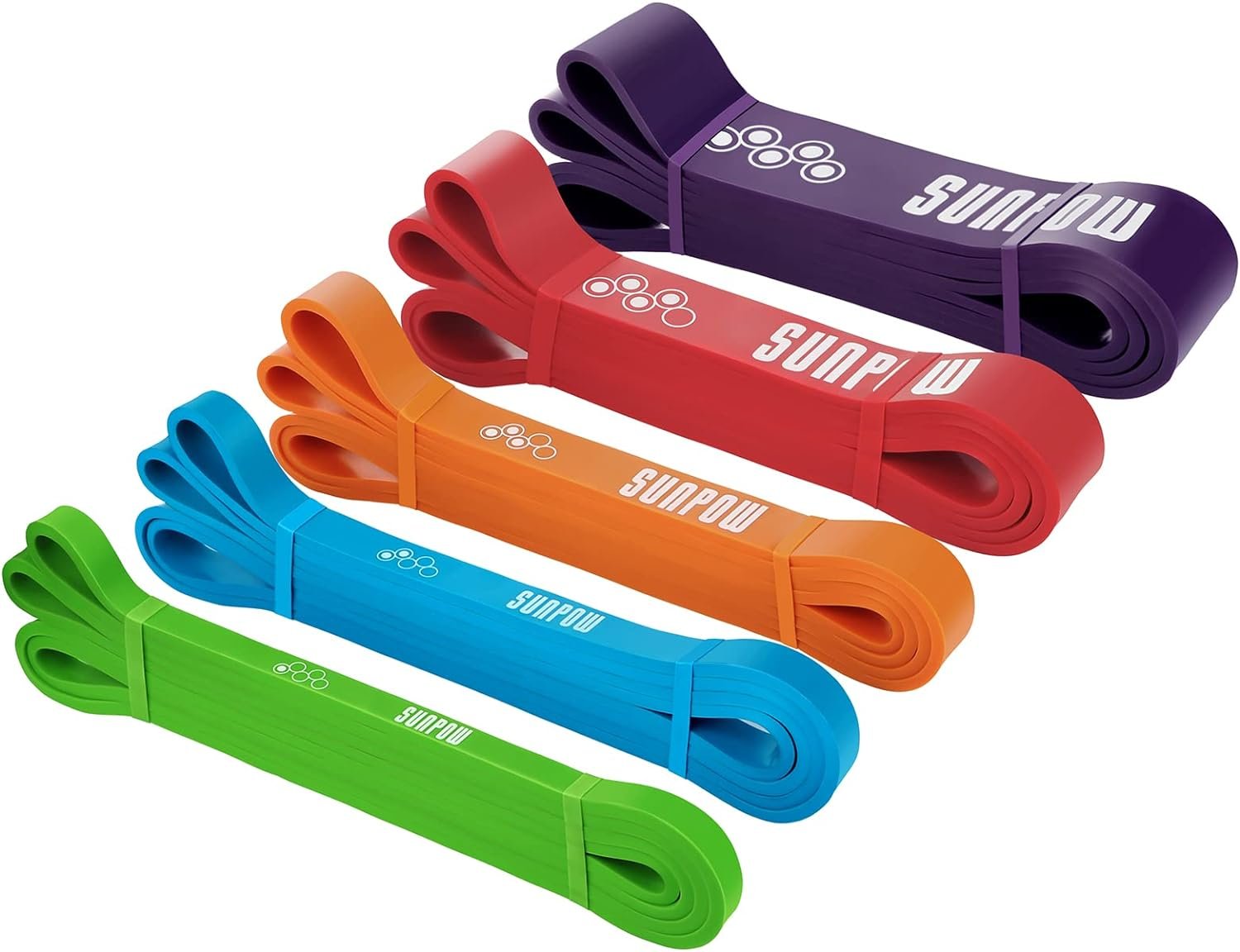 SUNPOW Pull Up Assistance Bands, Set of 5 Heavy Duty Resistance Bands for Men & Women, Natural Latex Exercise Bands for Pull-Up Progression, Home Workout, Strength Training, Mobility & Stretching