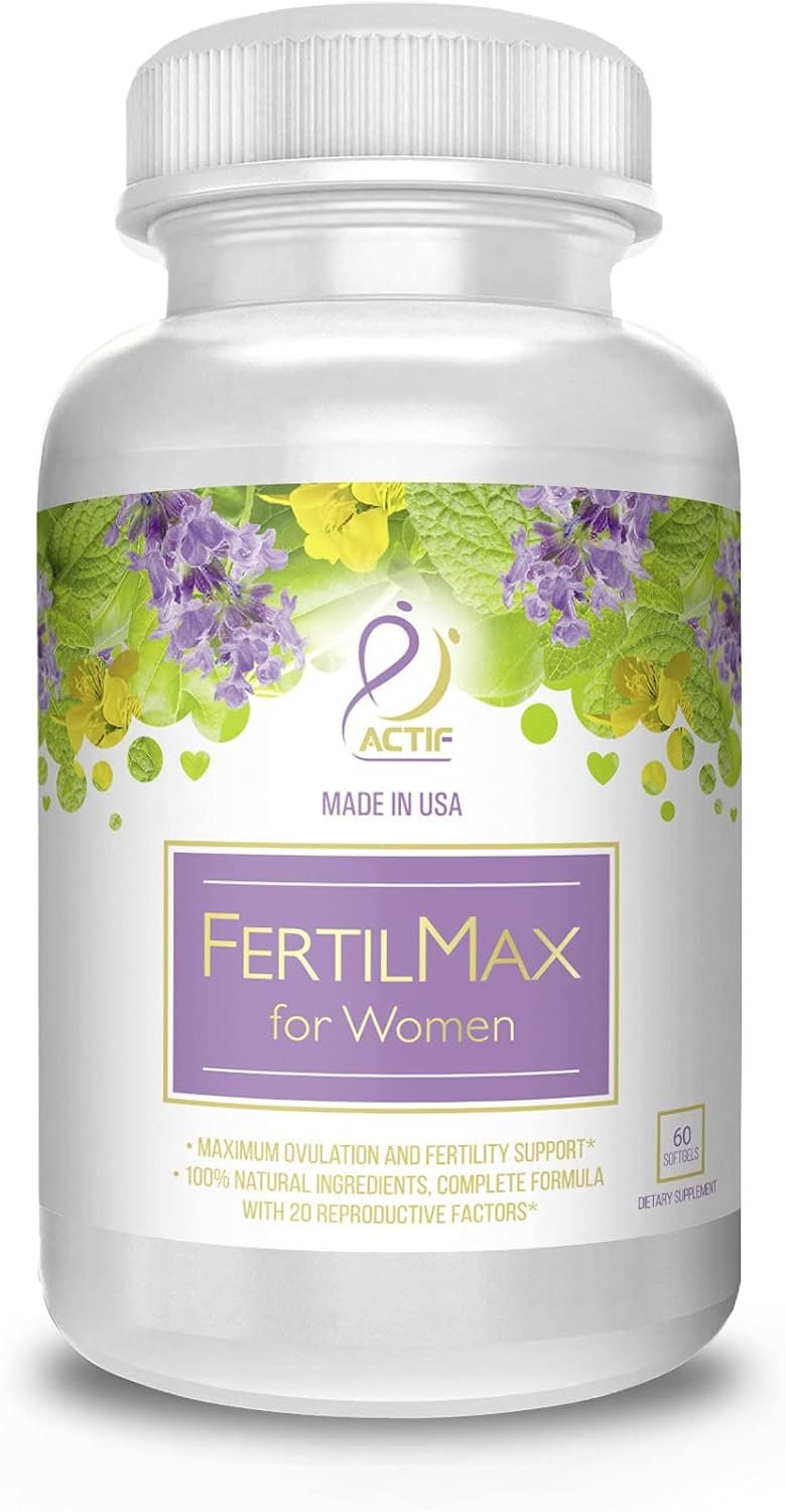 ACTIF Organic FertilMax – #1 Fertility Supplement and Ovulation Support – Non-GMO, Made in USA, 60 Count