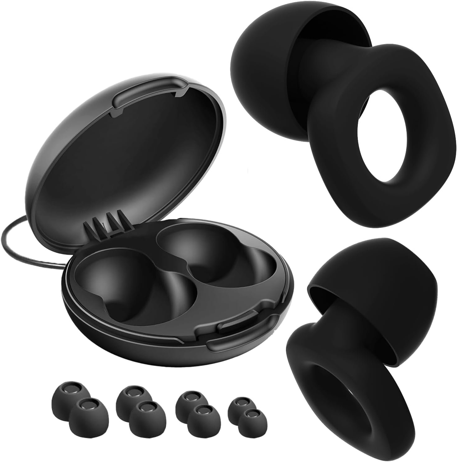 Tranquilo Ear Plugs for Noise Sensitivity – Reusable Silicone Earplugs for Sensory Overload, ADHD, Focus – 28dB Noise Reduction, 8 Tips XS-L for Custom Fit, Carry Case – Comfortable Hearing Protection