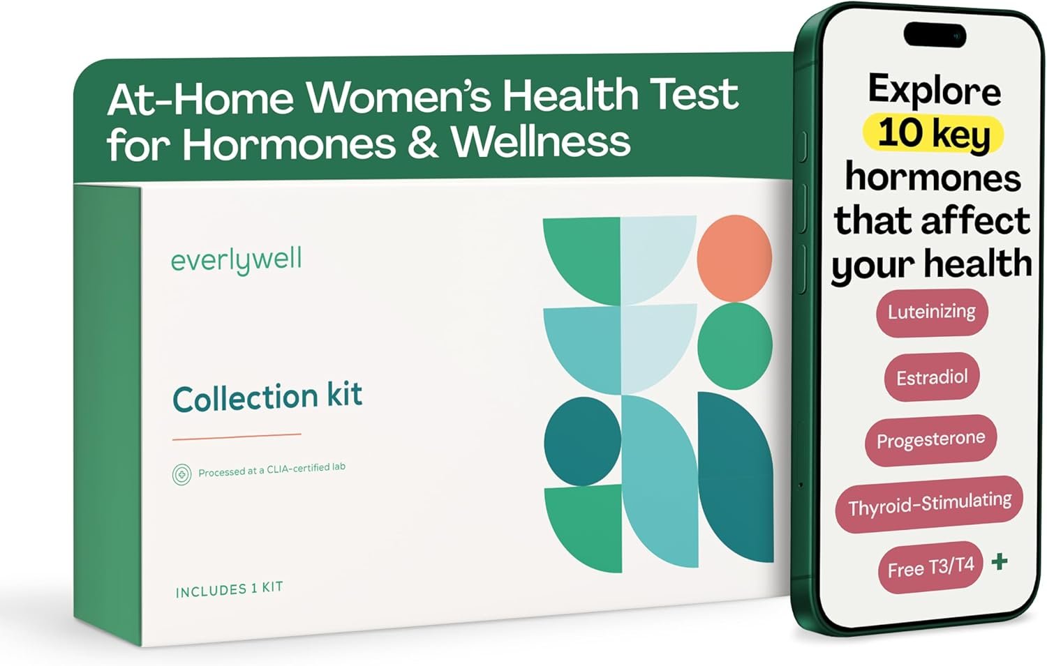 Everlywell At-Home Women’s Health Collection Kit, Measures 11 Biomarkers for Hormonal Wellness, including Cortisol, Progesterone & TSH – CLIA-Certified Lab Results Within Days – for Women Ages 18 Plus