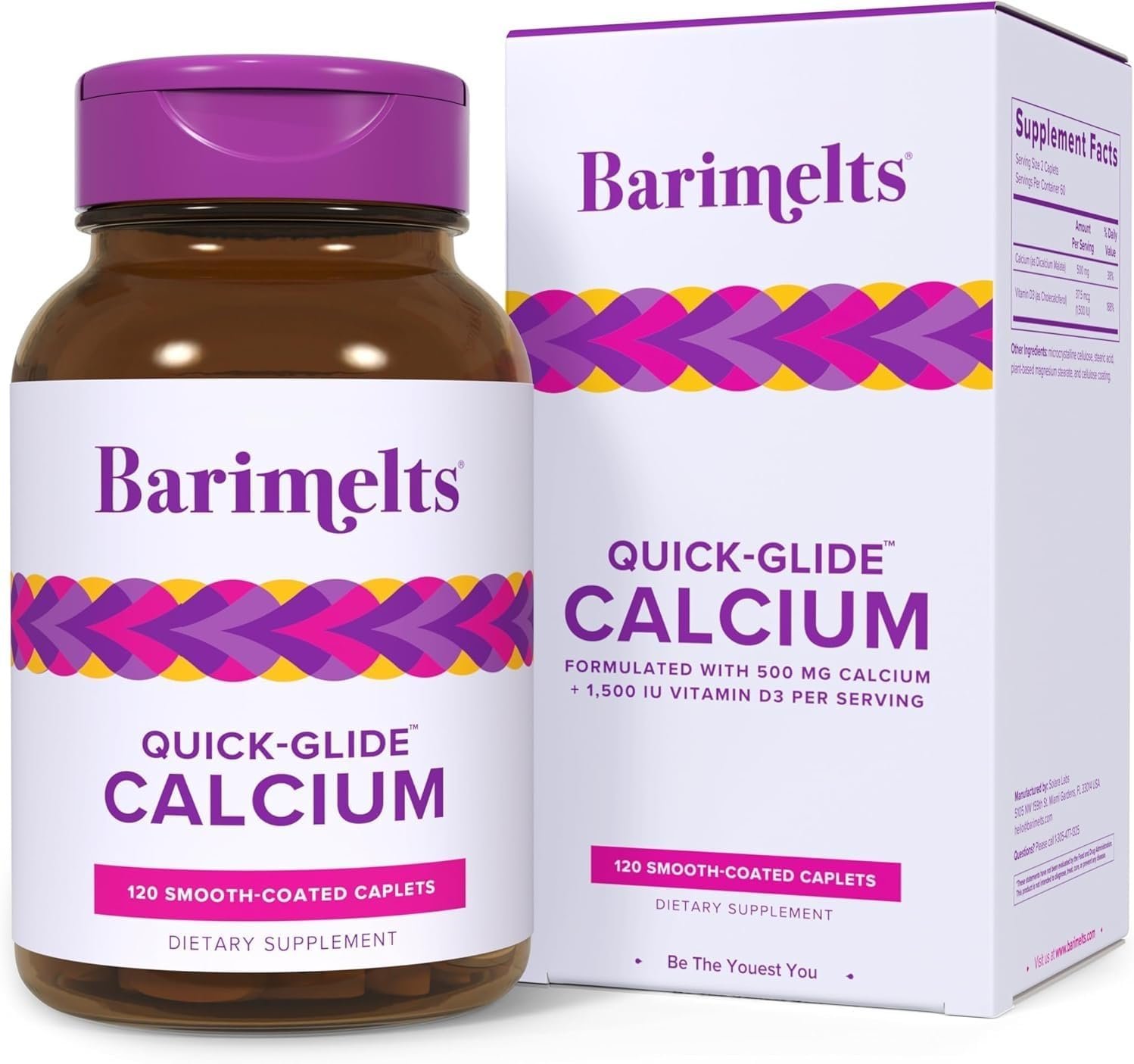 Barimelts Quick-Glide™ Calcium – 120 Smooth-Coated Caplets (1-Month Supply) – Bariatric Calcium Supplements for Women Support Bone Health After Bariatric Surgery