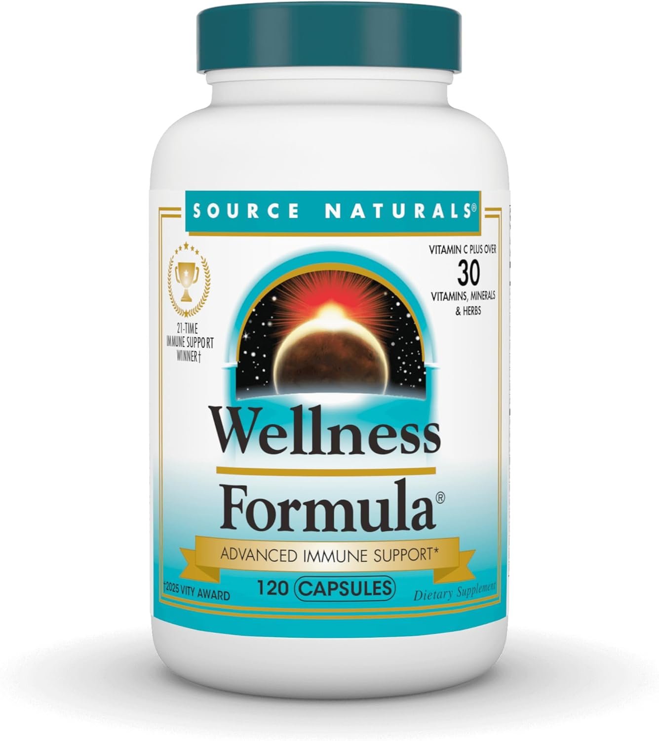Source Naturals Wellness Formula, Advanced Immune Support*, Bio-Aligned Vitamins & Herbal Defense – Immune System Support Supplement & Immunity Booster – 120 Capsules