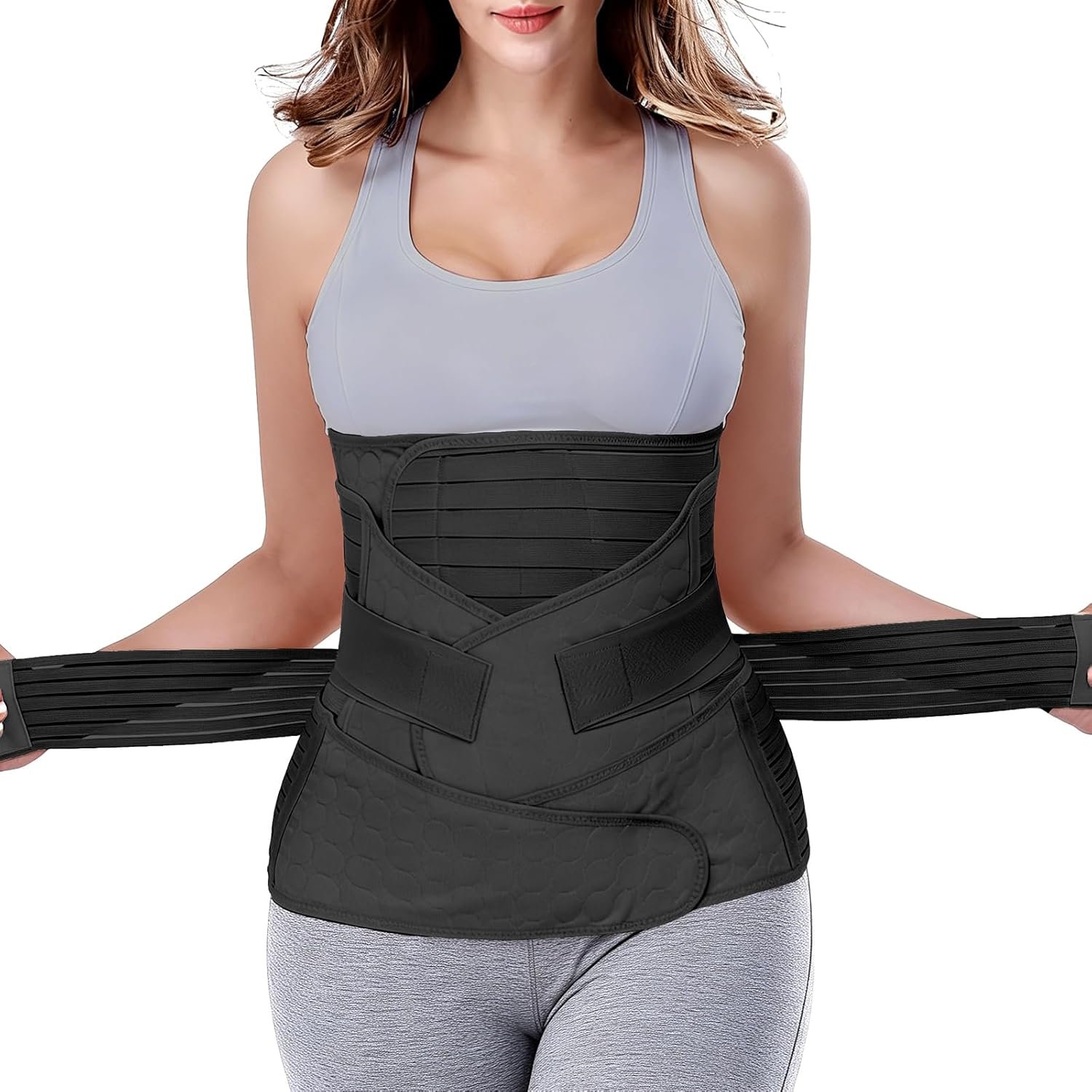 ChongErfei 3 in 1 Postpartum Belly Wrap – Recovery Belly/Waist/Pelvis Belt Black Postpartum Belly Band, Black XL