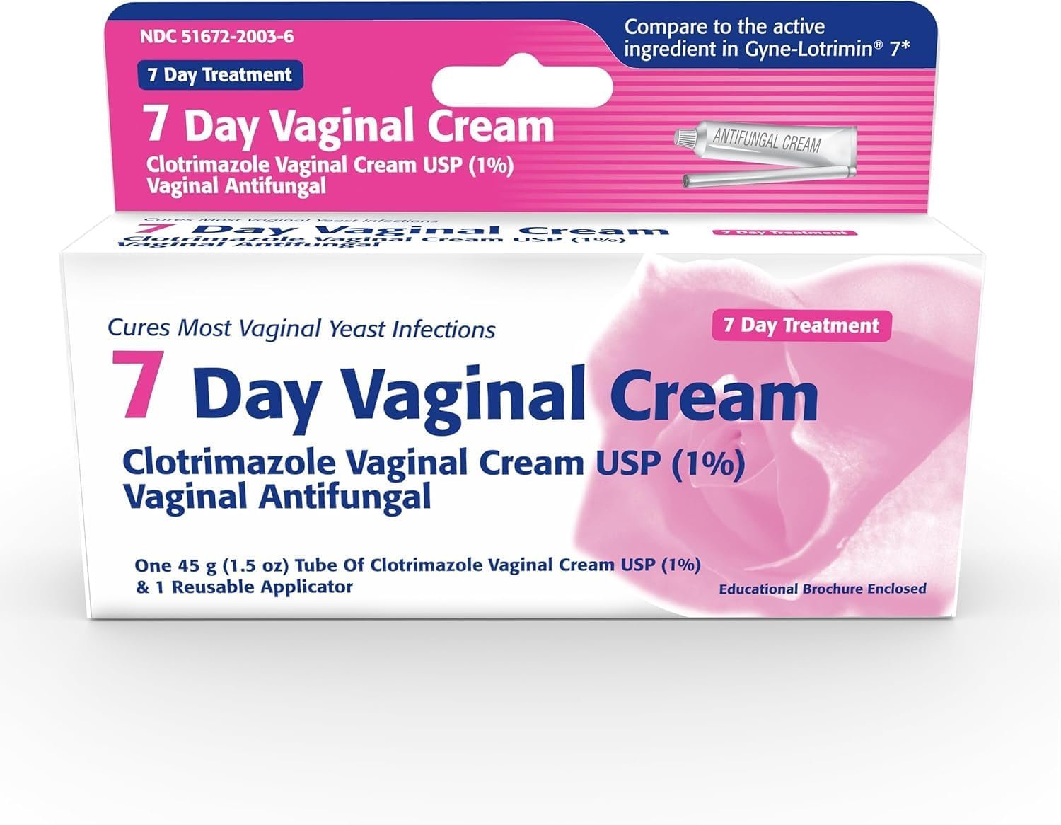 Clotrimazole USP 1% 7-Day Vaginal Cream 1.5 Oz (45g) Yeast Infection Treatment, Feminine Anti-Itch Cream for External Itching & Irritation (Pack of 3)