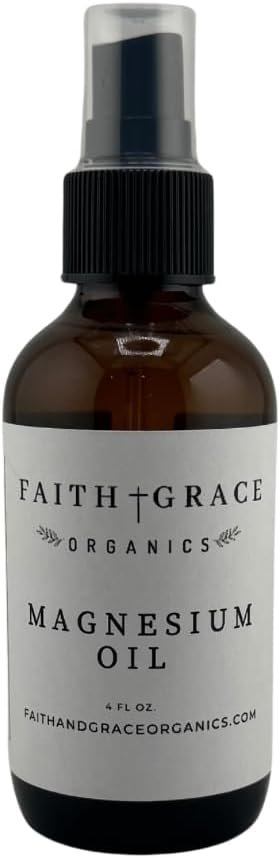 Faith and Grace Organics, Magnesium Oil Spray, Geniune Zechstein Magnesium Chloride, Amber Glass Spray Bottle, Made in U.S.A., 4 FL Ounces.