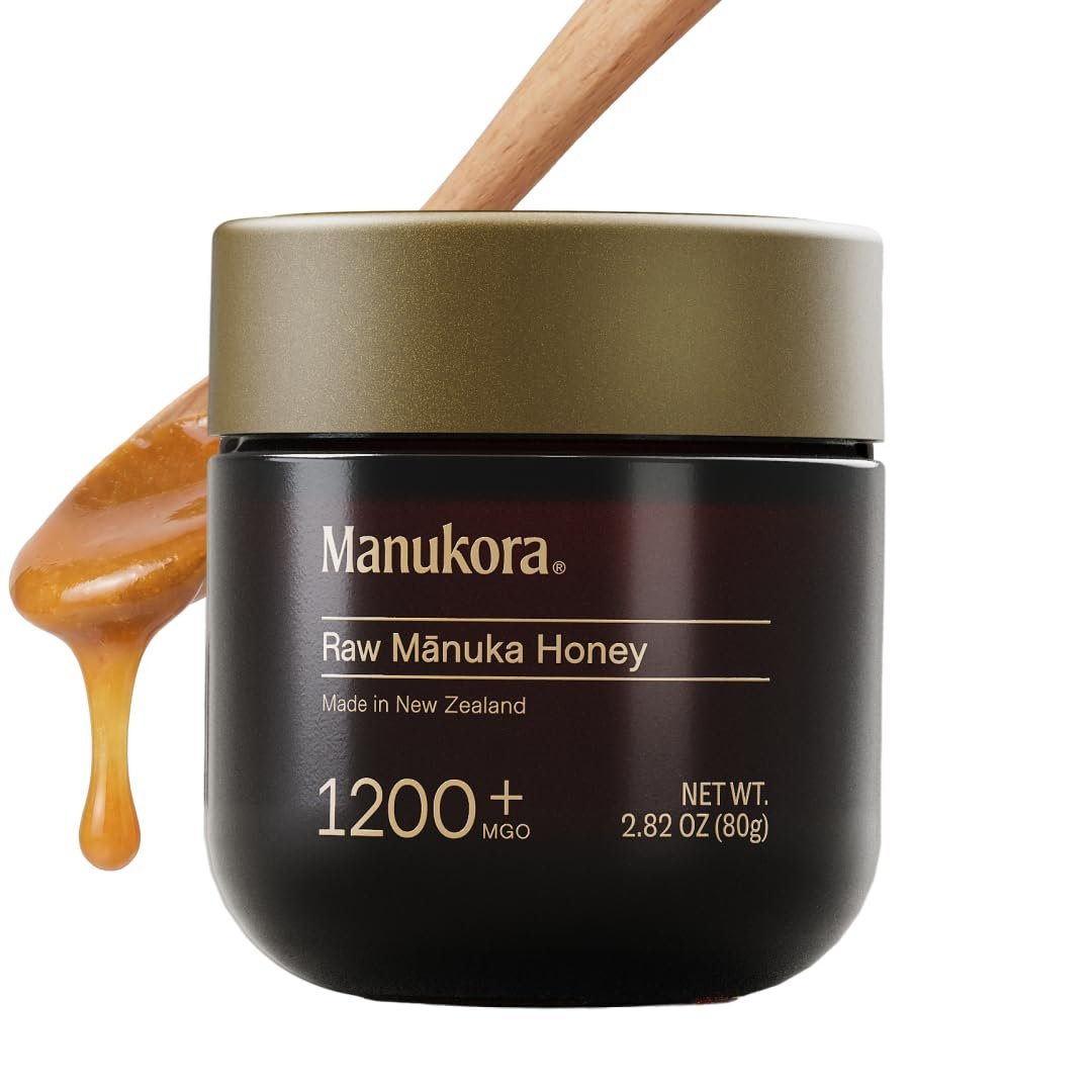 Manukora Raw Manuka Honey MGO 1200+, New Zealand Honey, Non-GMO, Monofloral, 3rd-Party Tested, Glyphosate Residue Free Certified, High Bioactive Concentration, Traceable Hive-to-Hand, Immune & Digestive Support – 80g
