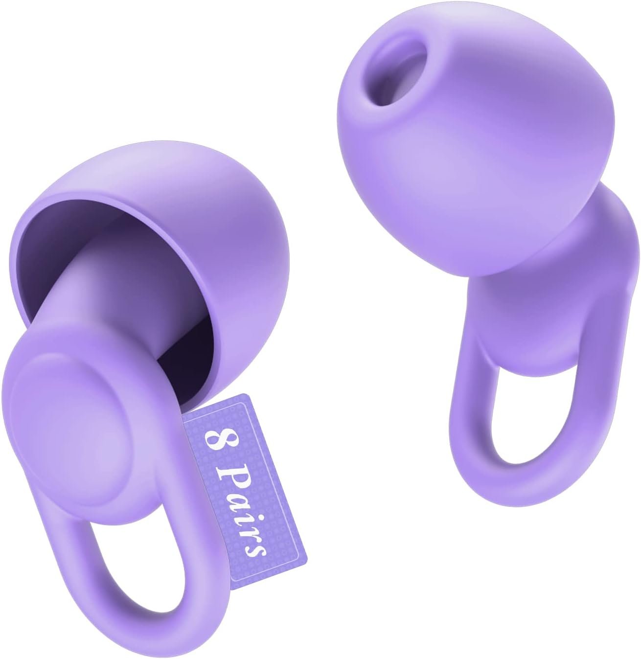 Silicone Ear Plugs for Noise Reduction – Reusable Soft Comfortable Earplugs for Sleeping,Noise Sensitivity & Flights -16 Ear Tips in XS/S/M/L, with 2 Travel Boxes – 33dB Noise Cancelling (Purple)