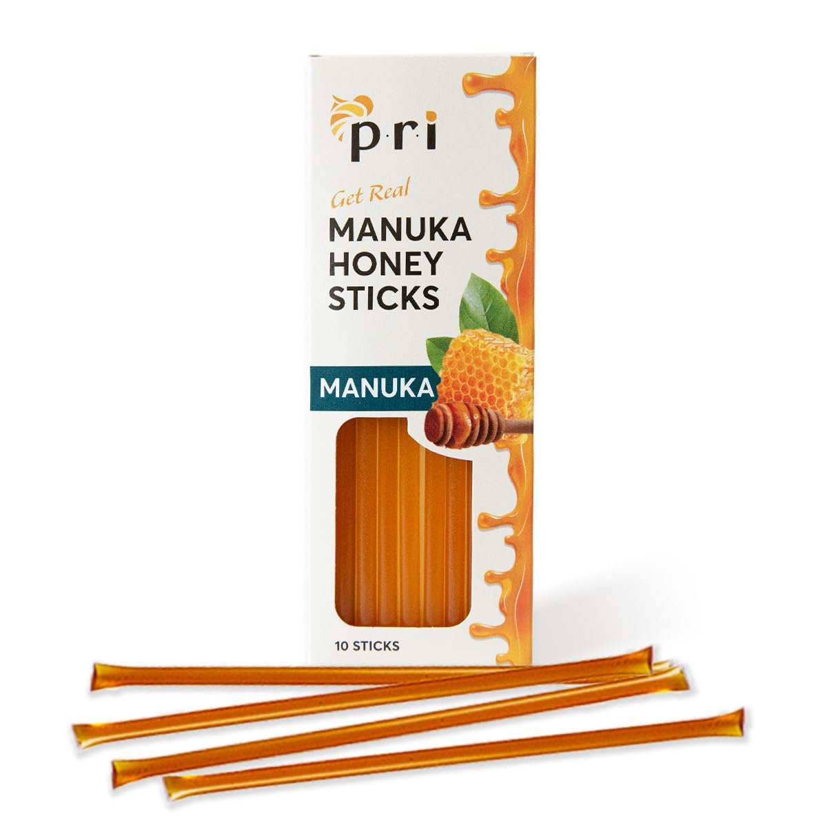 P.R.I Manuka Honey Sticks, Certified MGO 60+, Raw New Zealand Manuka Honey, Perfect for On-the-Go, 10ct