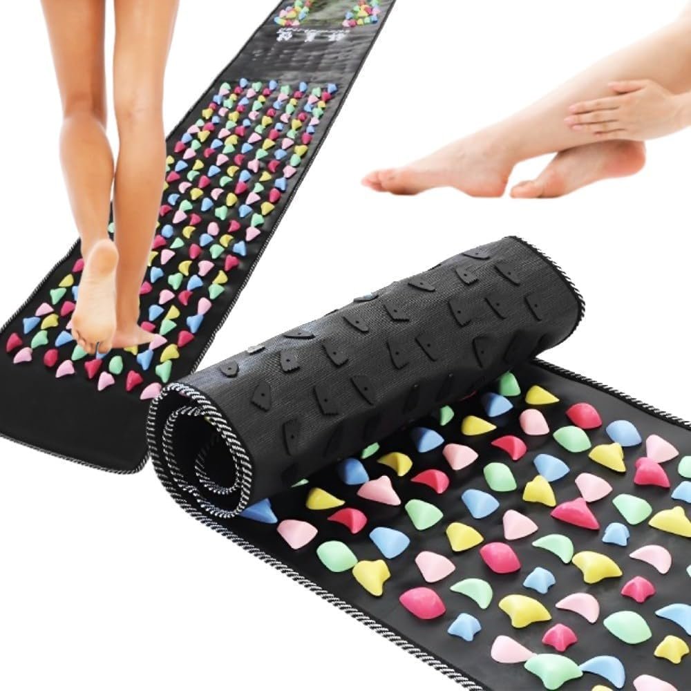 Japard Long Foot Massage Mat, 5.74ft (68.9 x 13.78 Inches), Reflexology Acupressure Mats with Chart, Foot Pressure Acupoint Massager for Elderly and Office Workers
