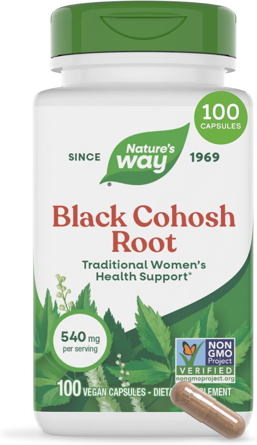 Nature’s Way Herbs Black Cohosh Root Capsules, Traditional Women’s Herbal Supplement*, Cimicifuga Racemosa Root, Non-GMO Project Verified, Vegan Capsules, 100 Count