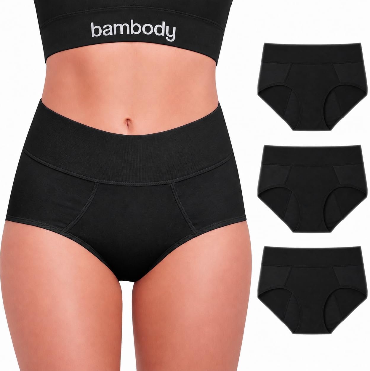 Bambody Bamboo Viscose Absorbent Period Panties, Period Underwear for Women and Teens – All-Day Long – Overnight Protection