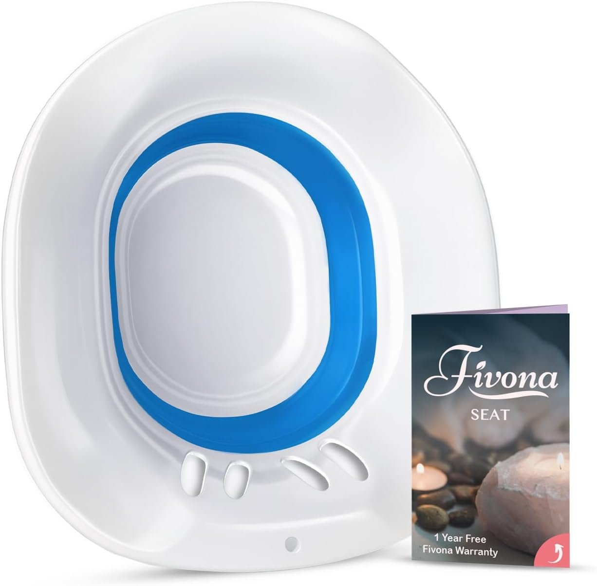 Fivona Sitz Bath for Toilet Seat Postpartum and Hemorrhoids Care – Yoni Steam Seat – Foldable Basin for Epsom Salt Soak – Portable Bidet BPA Free Temperature Resistant – Universal Fit – Blue