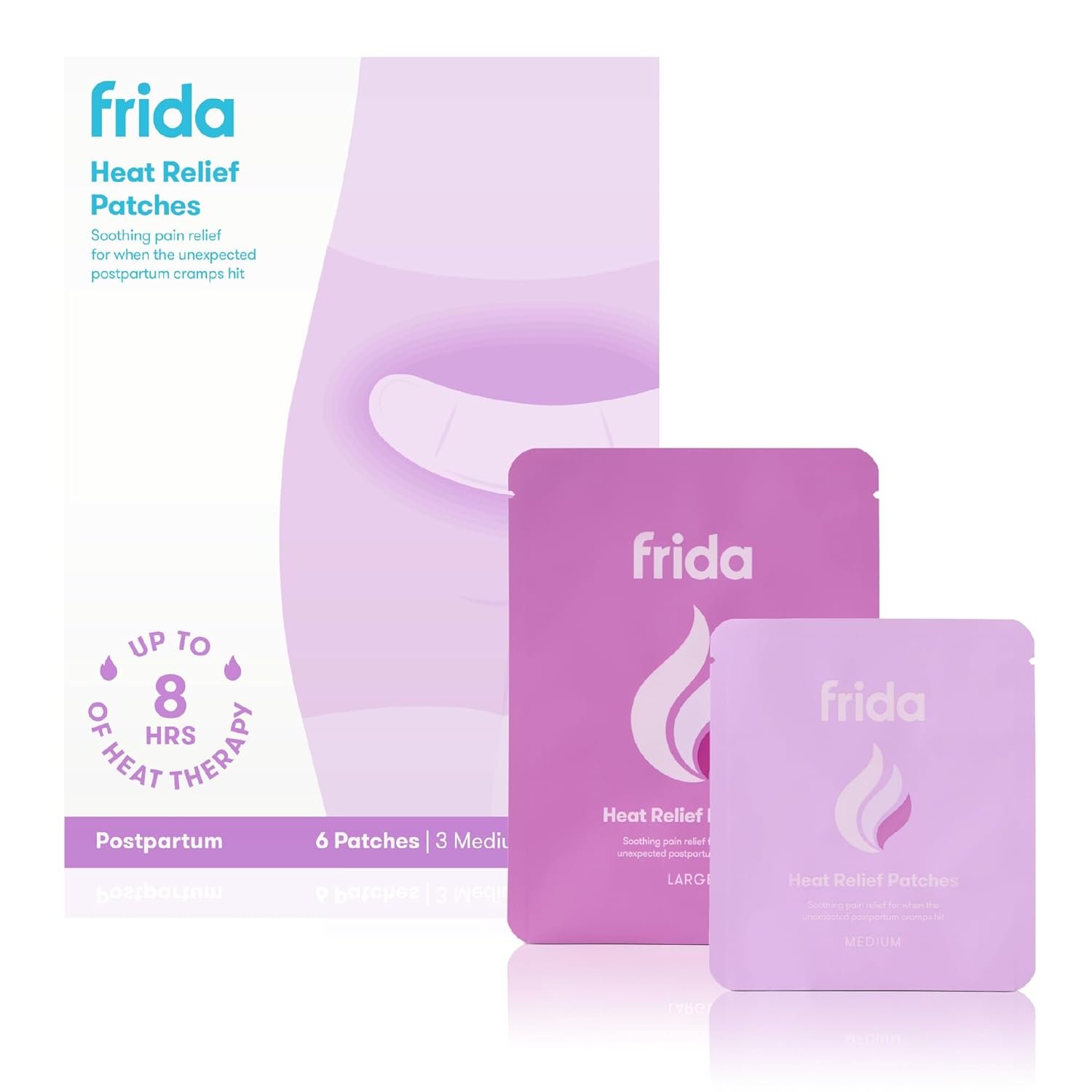 Frida Mom Uterine Recovery Patches, Heating Pad for After Birth Comfort, 8-Hours of Non-Medicated Heat Relief for Menstrual Cramping, Postpartum Essentials for New Moms, 6ct