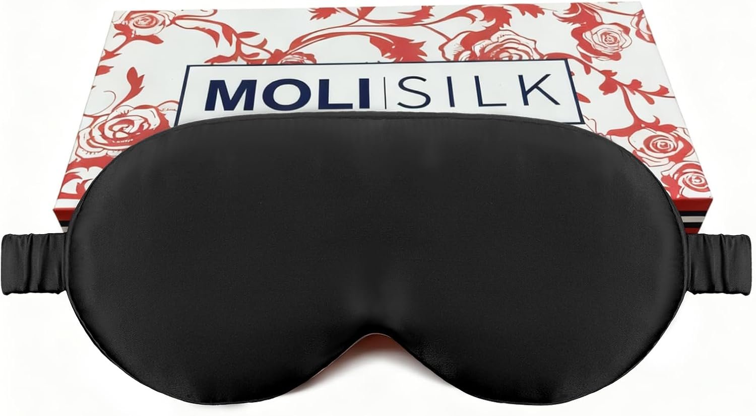 Luxury 22 Momme Mulberry Silk Eye Mask for Women Men Blindfold with Elastic Strap,100% Pure Silk Travel Eye Covers Light Blocking Lightweight Cooling Soft Night Eyeshade Sleep Masks,Black