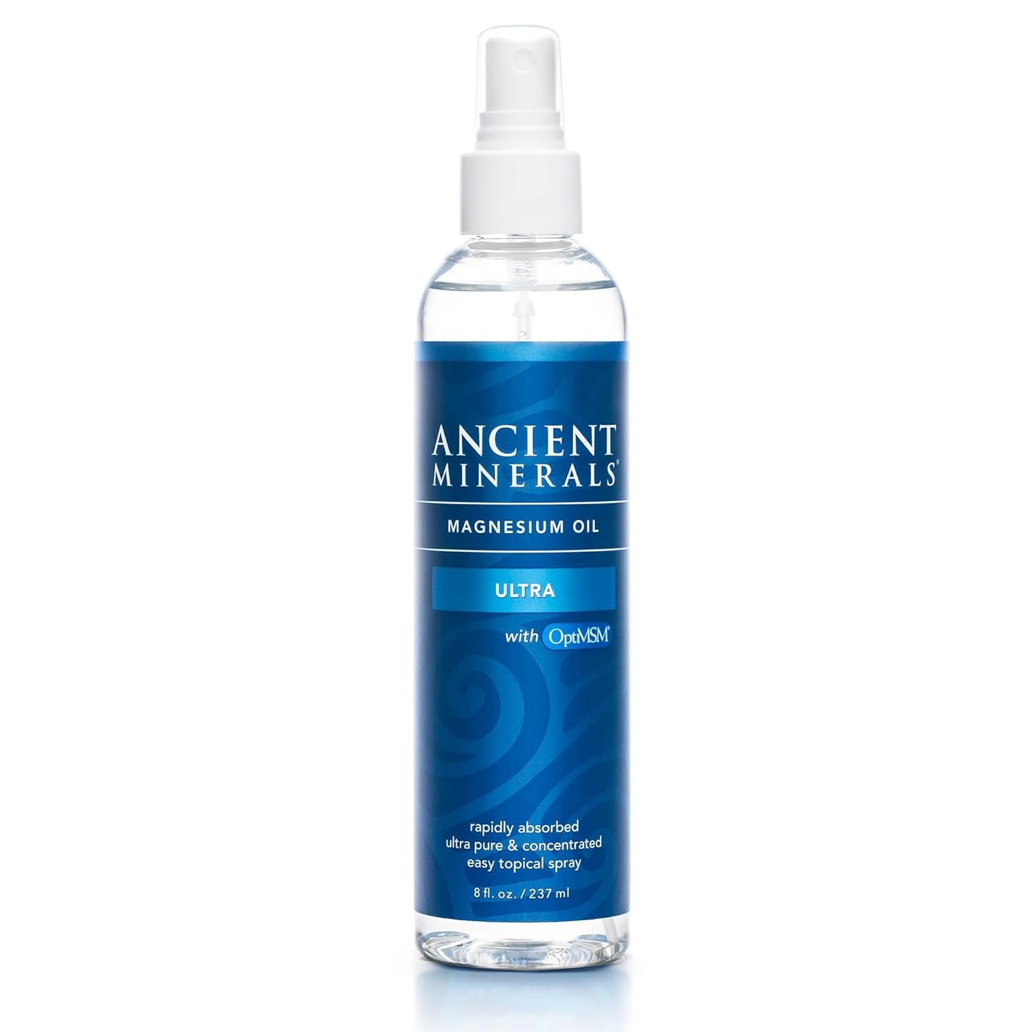 Ancient Minerals Ultra Magnesium Oil Spray Bottle of Pure Genuine Zechstein Magnesium Chloride – Topical Skin Application (8oz)