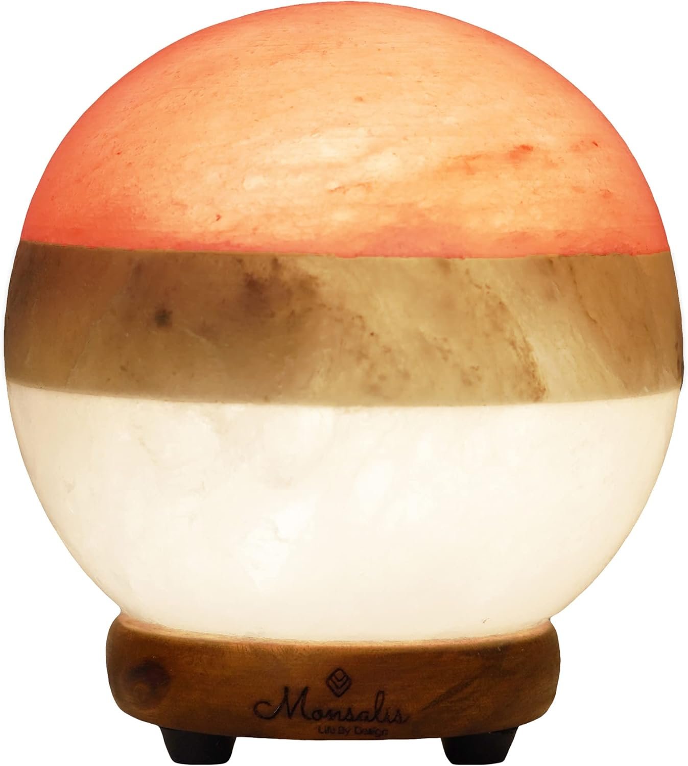 Dual Illumination Salt Rock lamp – Modern Globe Pink White and Grey Design of Salt Lamps with dimmer, Adjustable Glow. 100% Real Himalayan Crystal Round Salt Night Light