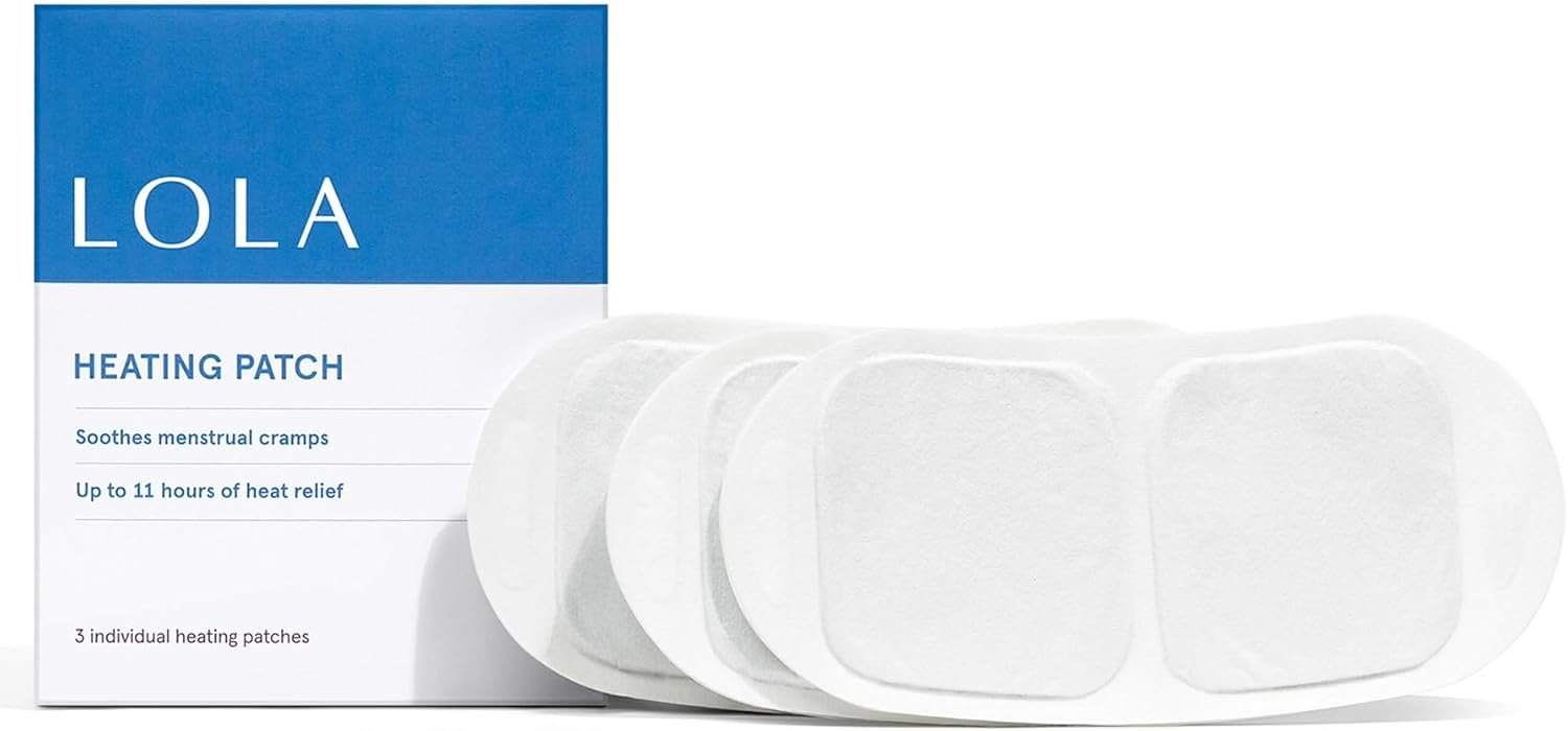 LOLA Heating Patches for Period Cramps (3 Count), Soothing Natural Heat Therapy for Pain Relief, Disposable Heating Pad