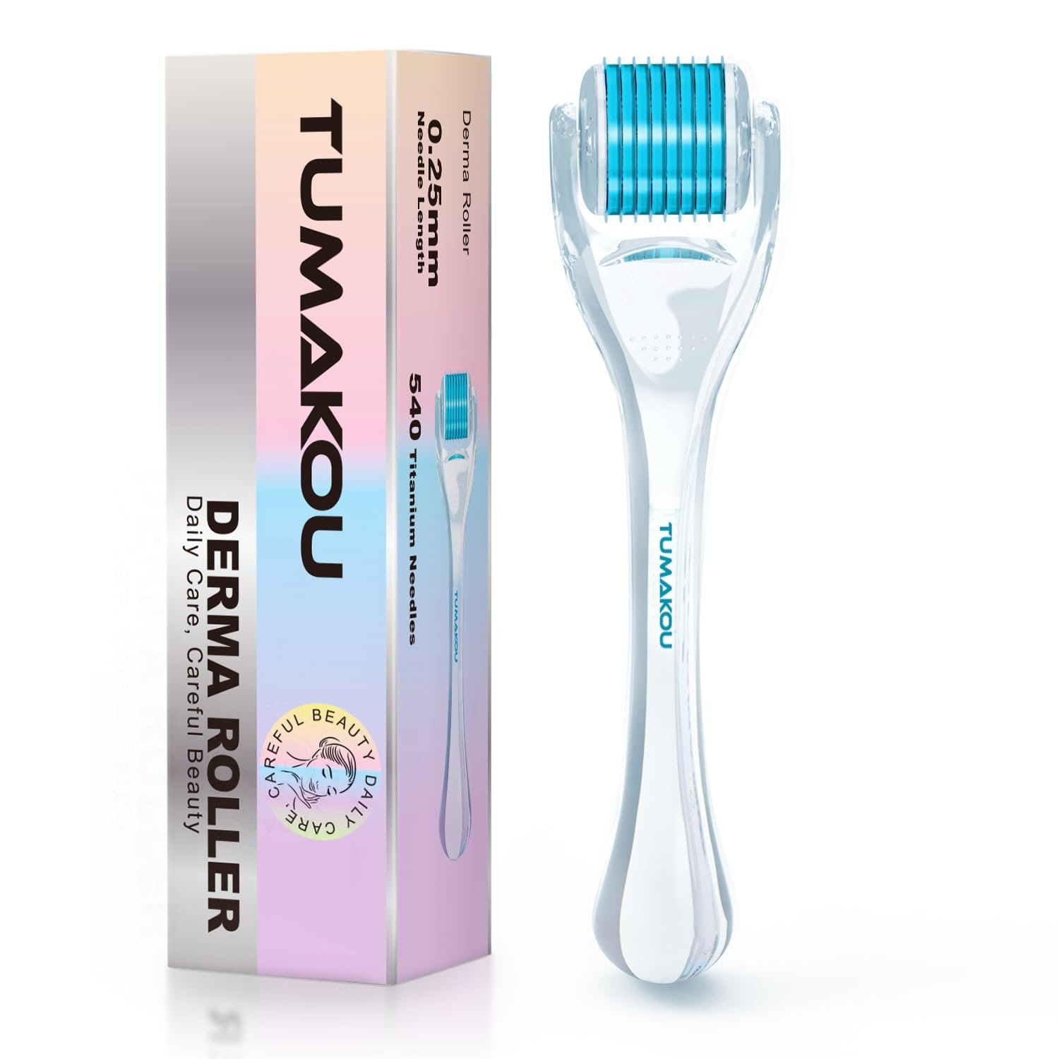 Derma Roller – TUMAKOU Microneedling Microneedle Roller for Face Scalp Hair – Beard Micro Needling Derma Roller at Home for Women and Men (White)
