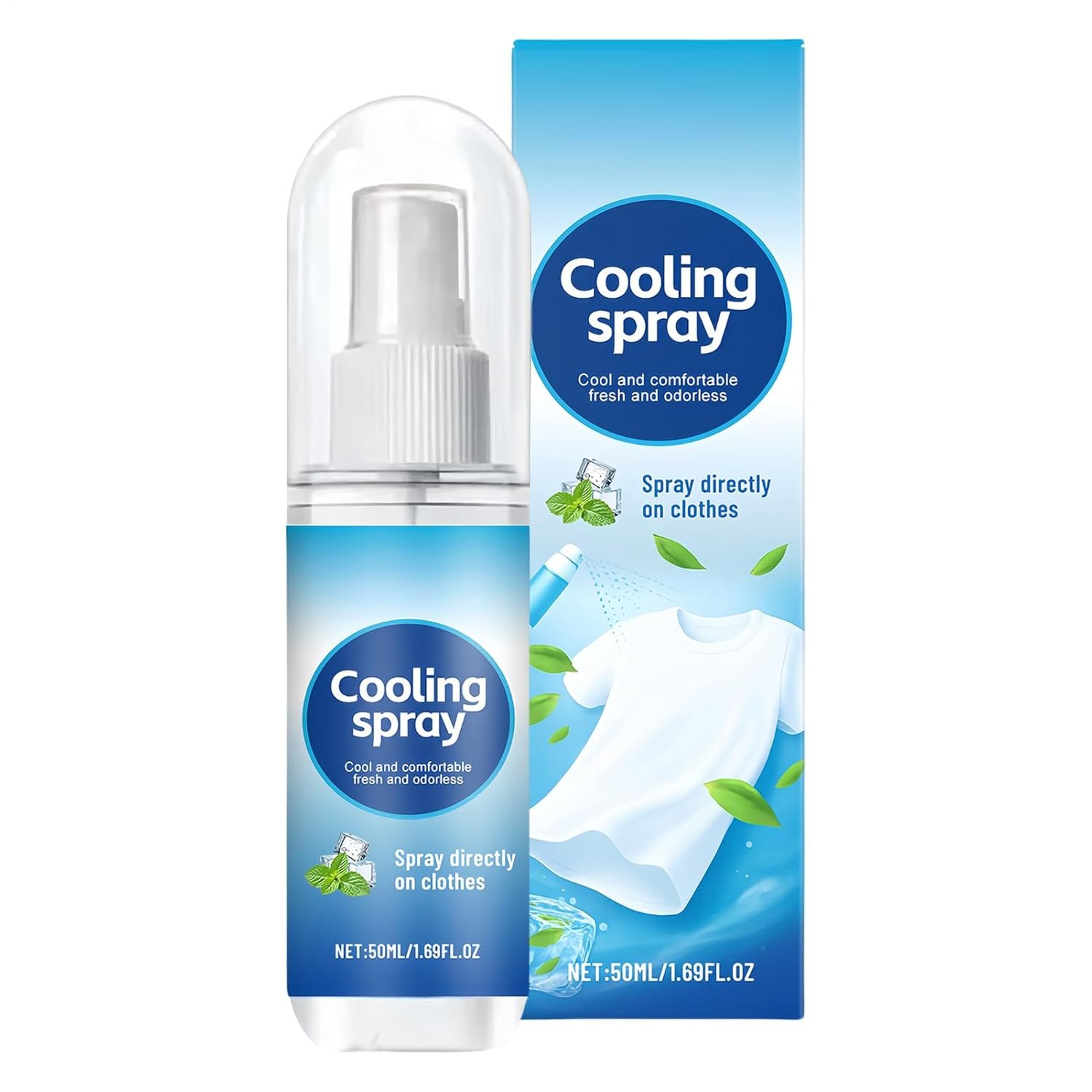 Cooling Spray – 50ml Clothing And Body Mist For Instant Refreshment, Non-Greasy Soothing Liquid For Hot Days, Portable Spray For Running, Gym Workout, Camping, Outdoor Sports, Men