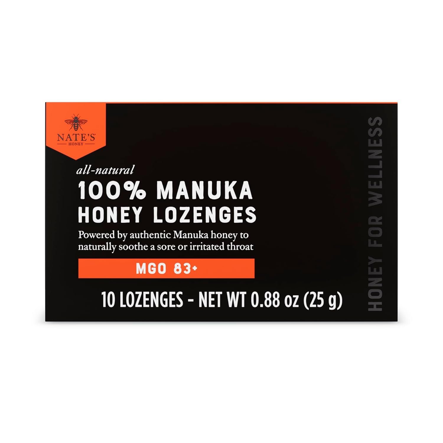 Nate’s Manuka Honey Lozenges MGO 83+ | Soothing Throat Lozenges with New Zealand Manuka Honey for Natural Immune Support | 10-Count Blister Pack