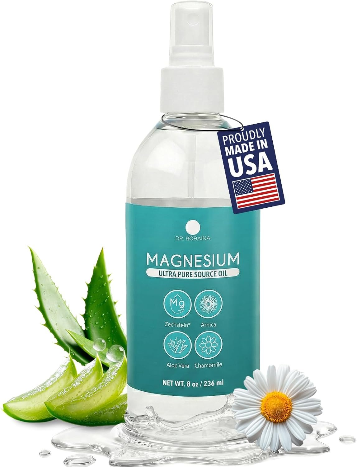 Dr. Robaina Magnesium Oil Spray – Pure Zechstein Magnesium Chloride for Feet, Muscle Comfort, Active Recovery & Daily Wellness, 8 oz