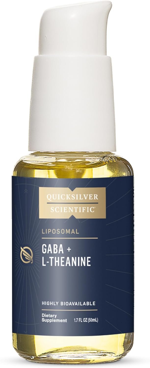 Quicksilver Scientific Liposomal GABA + L Theanine – Calm, Stress Response & Brain Support – Bioavailable GABA Supplement with L Theanine 100mg (1.7oz/50ml)