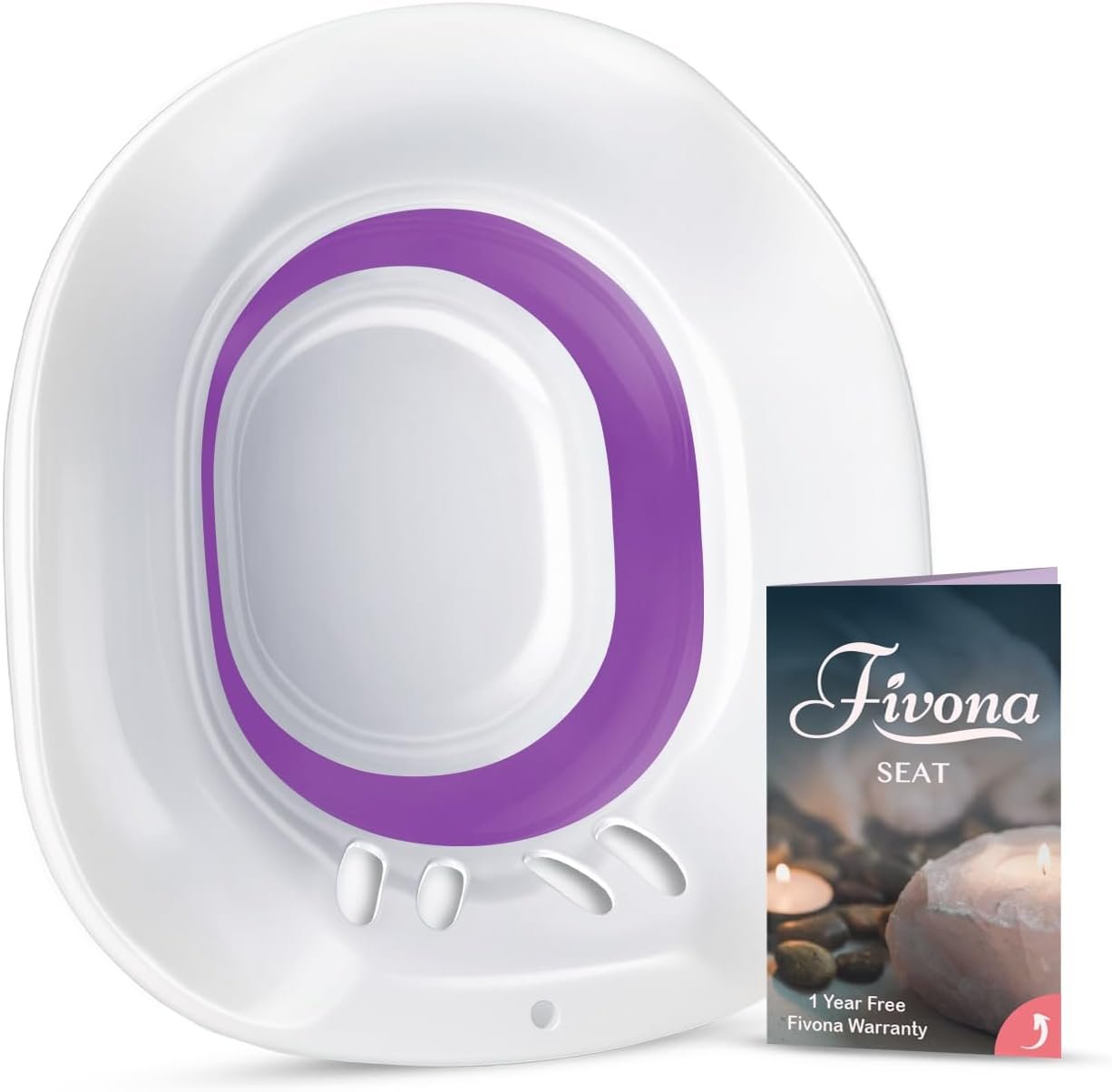 Fivona Sitz Bath for Toilet Seat Postpartum and Hemorrhoids Care – Yoni Steam Seat – Foldable Basin for Epsom Salt Soak – Portable Bidet BPA Free Temperature Resistant – Universal Fit – Purple