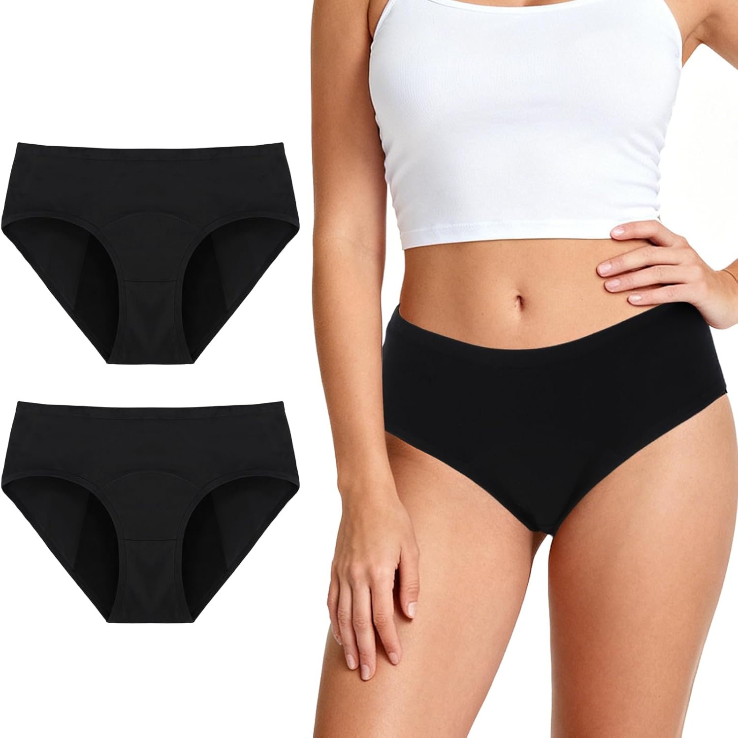 High Leak Proof Underwear, Period Underwear for Women, Cotton Panties Washable& Reusable, Breathable Briefs
