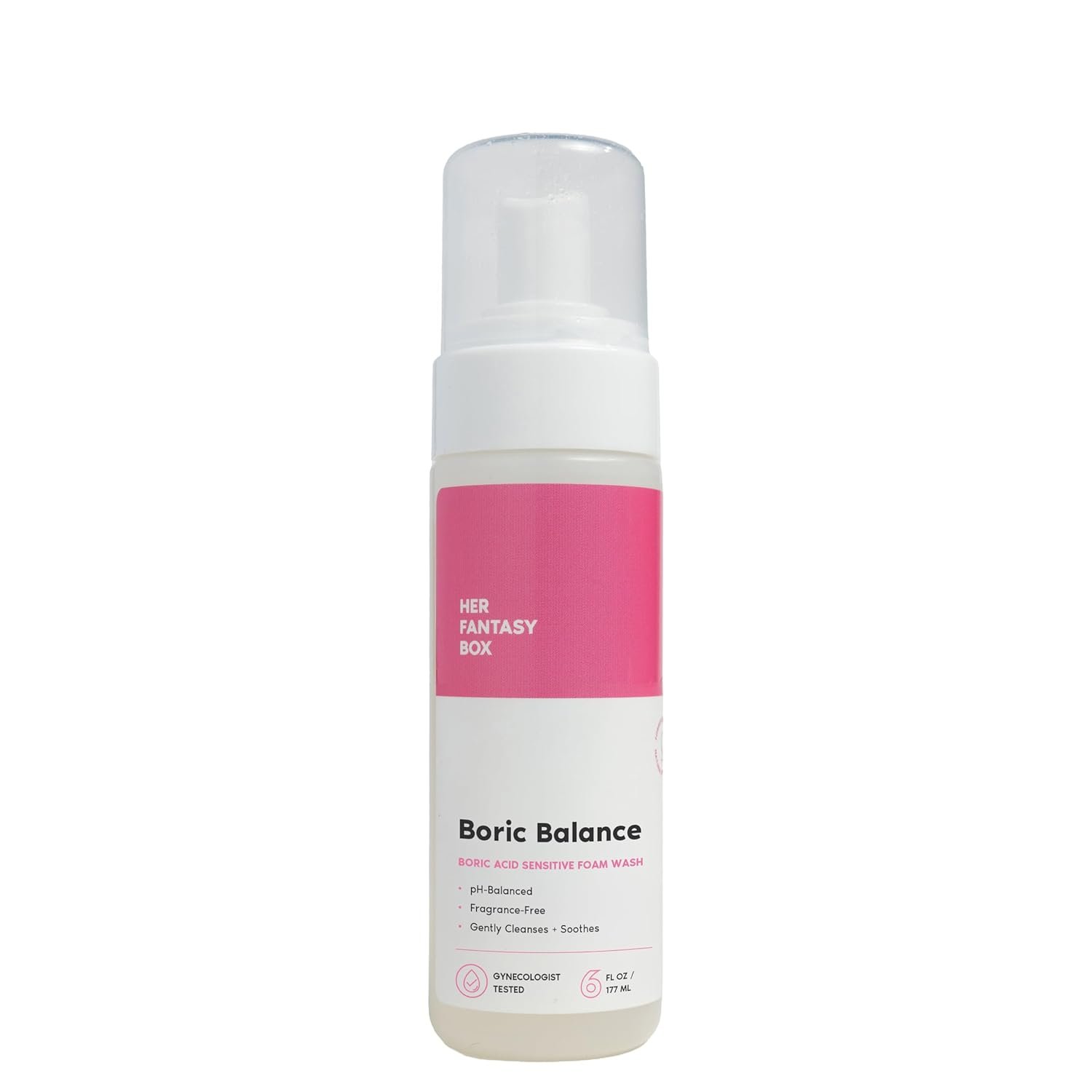 Her Fantasy Box | Boric Balance Yoni Foam Wash – Naturally Safe, pH-Balancing, Gentle Cleansing Formula for Daily Care, Odor Control, and Feminine Hygiene, 6 oz