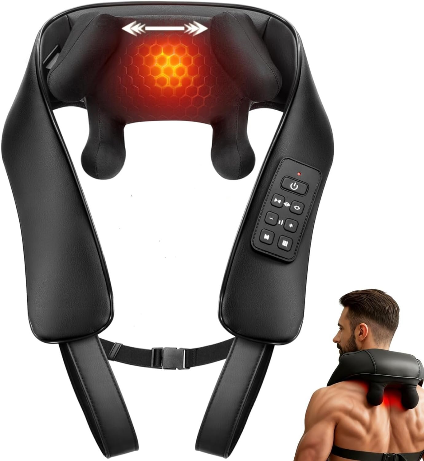 Shiatsu Neck Massager with Heat for Pain Relief Deep Tissue, Upgraded Adjustable Width 4D Kneading Shoulder Massage, Electric Back Massage Pillow, Gifts for Women Men Mom Dad, Mothers Day