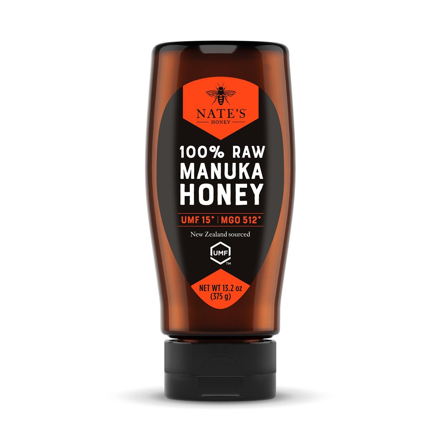 Nate’s Raw Manuka Honey New Zealand MGO 512+ | UMF Certified 15+ | 13.2 oz Squeeze Bottle