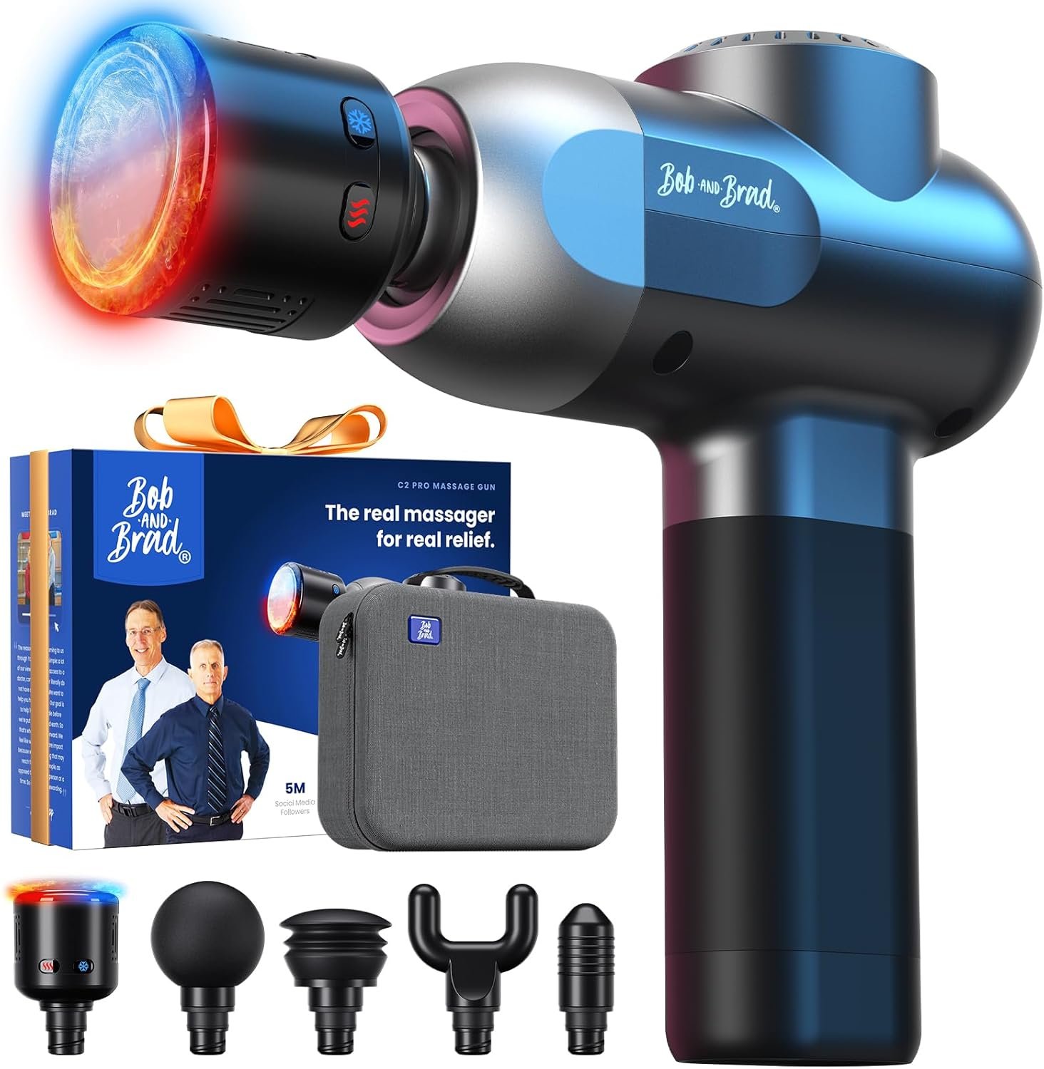 BOB AND BRAD C2 Pro Massage Gun with Heat and Cold Therapy, FSA Eligible & HSA Approved, PT-Developed Deep Tissue Back Massager for Athletes, Men & Women — Birthday & Holiday Gifts