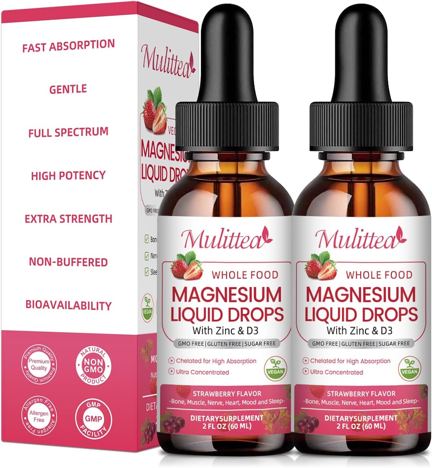 Magnesium Glycinate Liquid, High Potency Magnesium Glycinate & Whole Food Nutrition, Sugar Free Vegan Non-GMO Complex Supplement Promotes Nerv,Relaxation,Muscle,Sleep Support