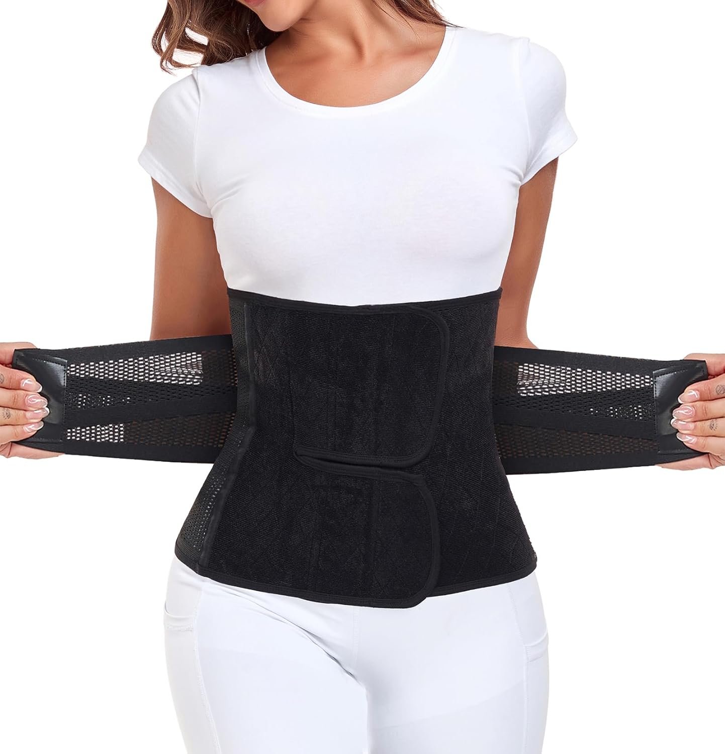 MAMODY Postpartum Belly Band – Postpartum Belly Wrap, Abdominal Binder Post Surgery C-section Recovery Support Belt After Birth Brace, Slimming Girdles (Midnight Black, L)