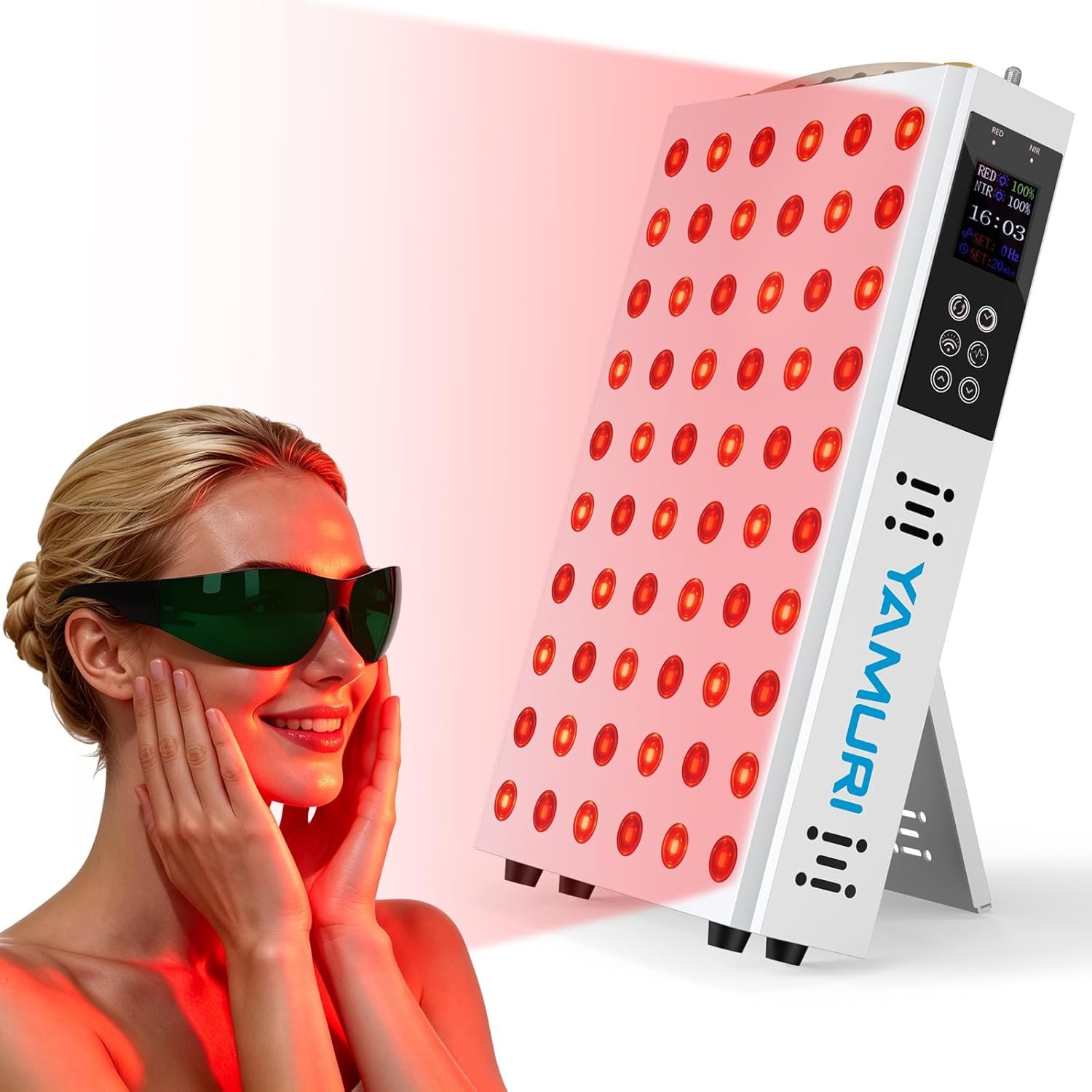 Red Light Therapy for Body, 660nm 850nm Red Light Panel for Face, 110W with 60 Dual Chip LEDs, 135mW/cm² High-Power Home Red Light Therapy Device for Daily Wellness & Relaxation