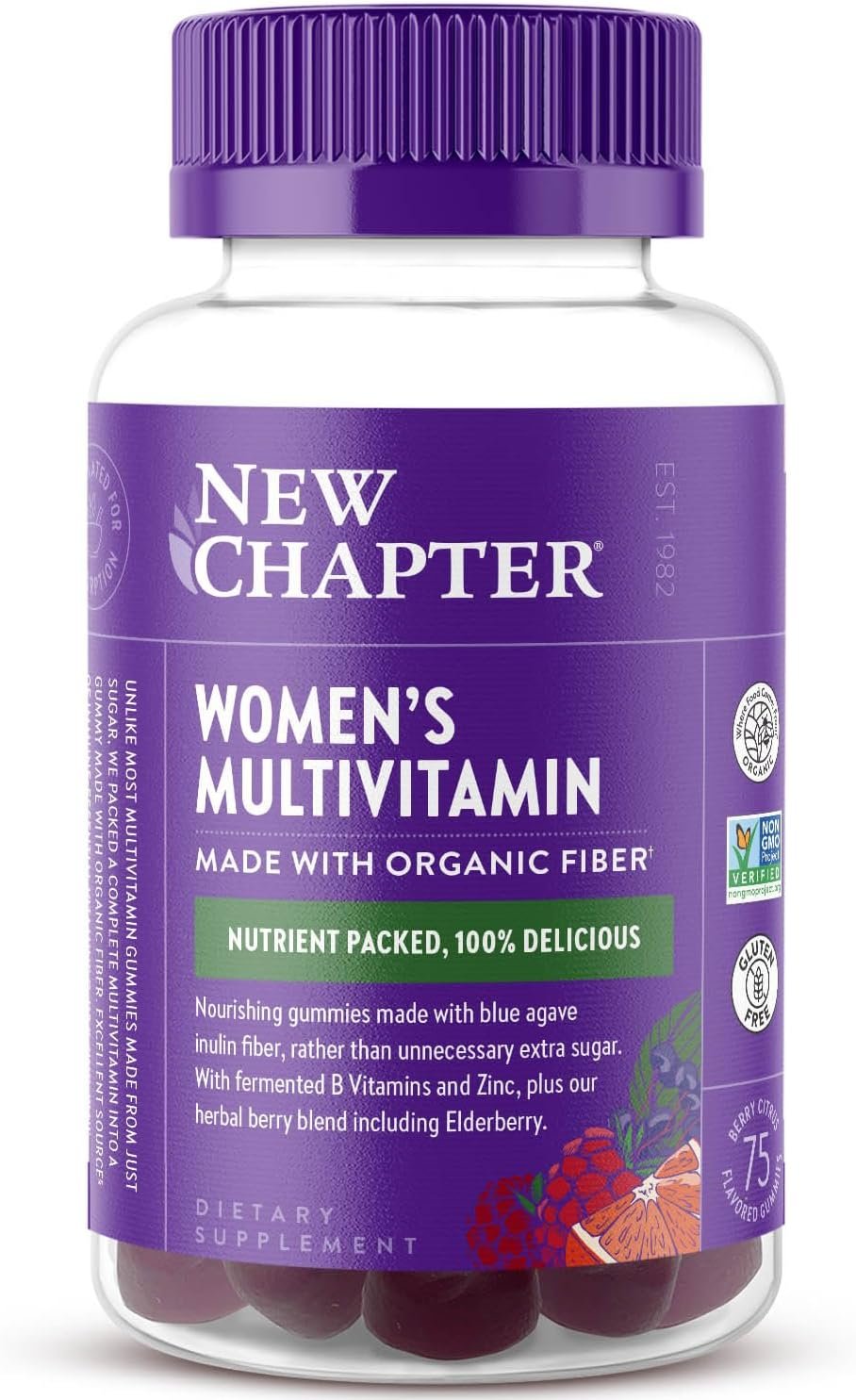 New Chapter Women’s Multivitamin Gummies – 59% Less Sugar, Women’s Gummy Vitamins with Vitamin C, D3 & Zinc, Non-GMO, Gluten Free, Berry-Citrus, 75ct