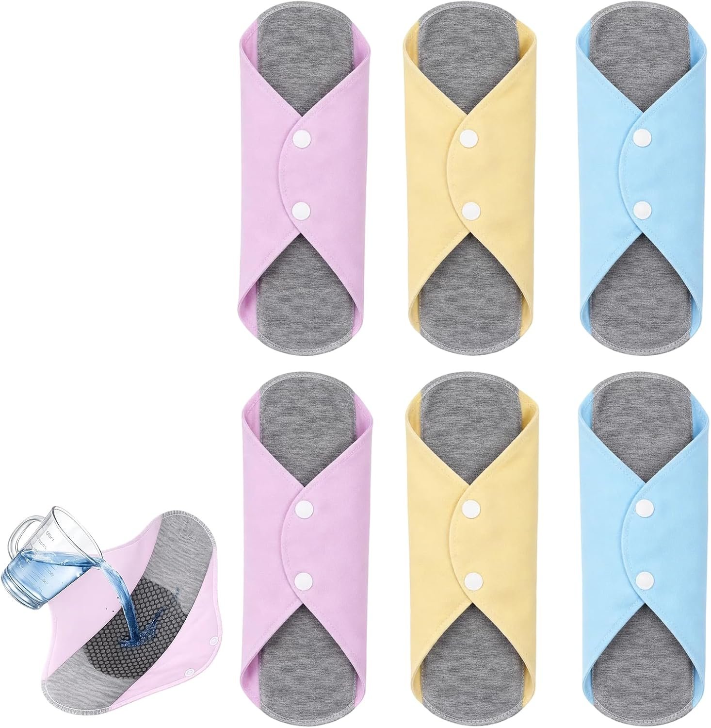6 PCS Reusable Incontinence Pads, Reusable Incontinence Pads for Women, Reusable Pads Menstrual for Daily Bladder Leak Protection, Bringing You a Dry Experience (Random Color