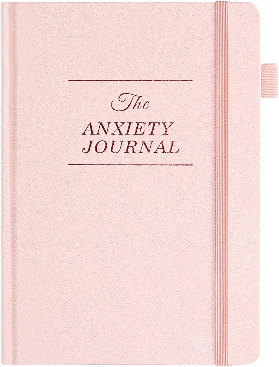 JUBTIC Guided Anxiety Journal – Guided CBT Journal with Prompts for Self Care & Stress Relief, Cognitive Behavioral Therapy Mental Health Journal – Wellness Gifts for Women Men(A5 Pink)