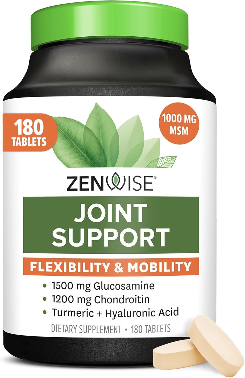 Zenwise Health Joint Support Supplement with Glucosamine Chondroitin MSM, Curcumin & Sulfate – Joint Health for Women & Men – Mobility & Flexibility Support for Knee, Cartilage & Bone – 180 Count