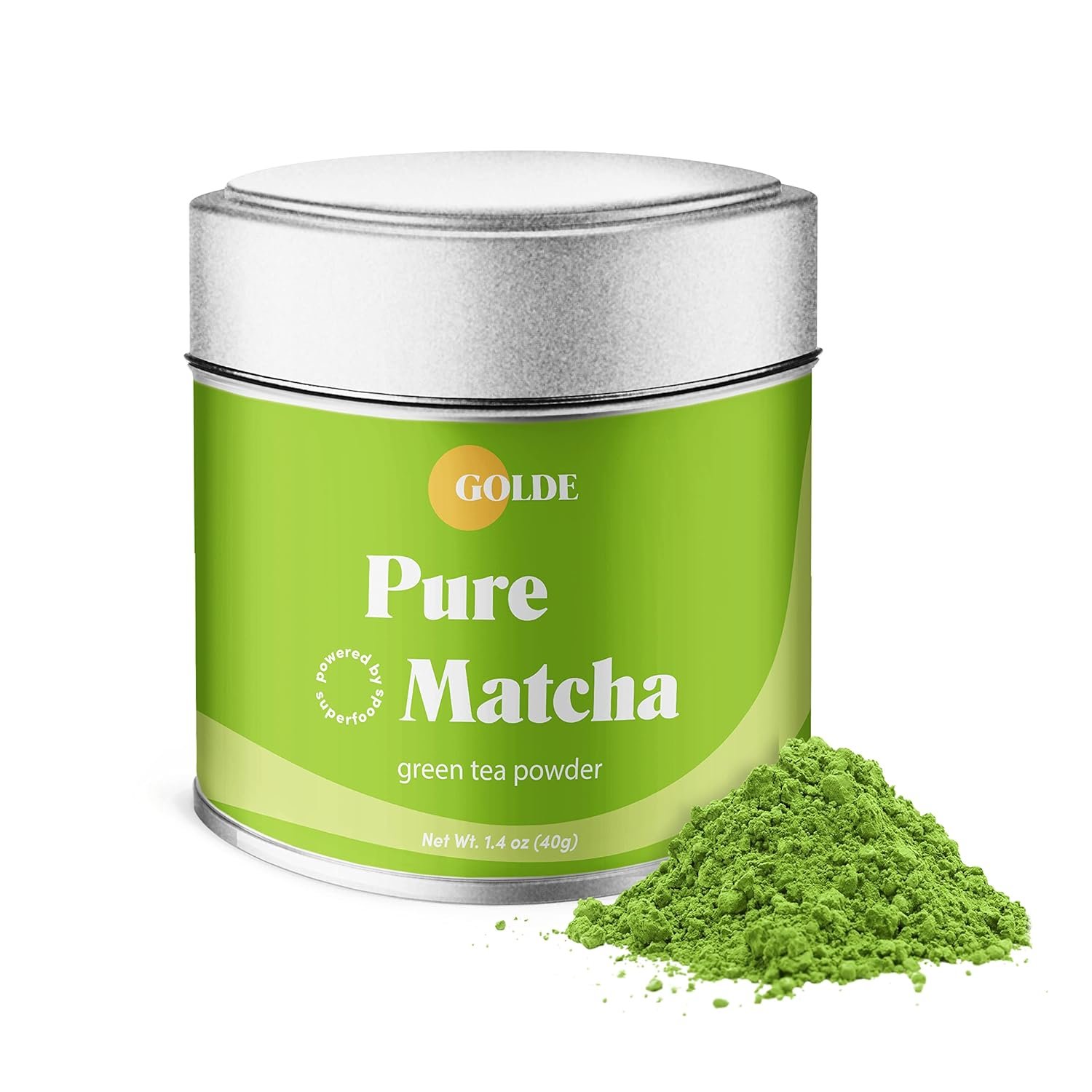 GOLDE Pure Matcha – Ceremonial Grade Organic Matcha Powder – Japanese Green Tea – Smooth, Vibrant Matcha for Tea, Lattes & Smoothies – Vegan, Gluten Free, Non-GMO – Natural Source of Caffeine – 30g Tin