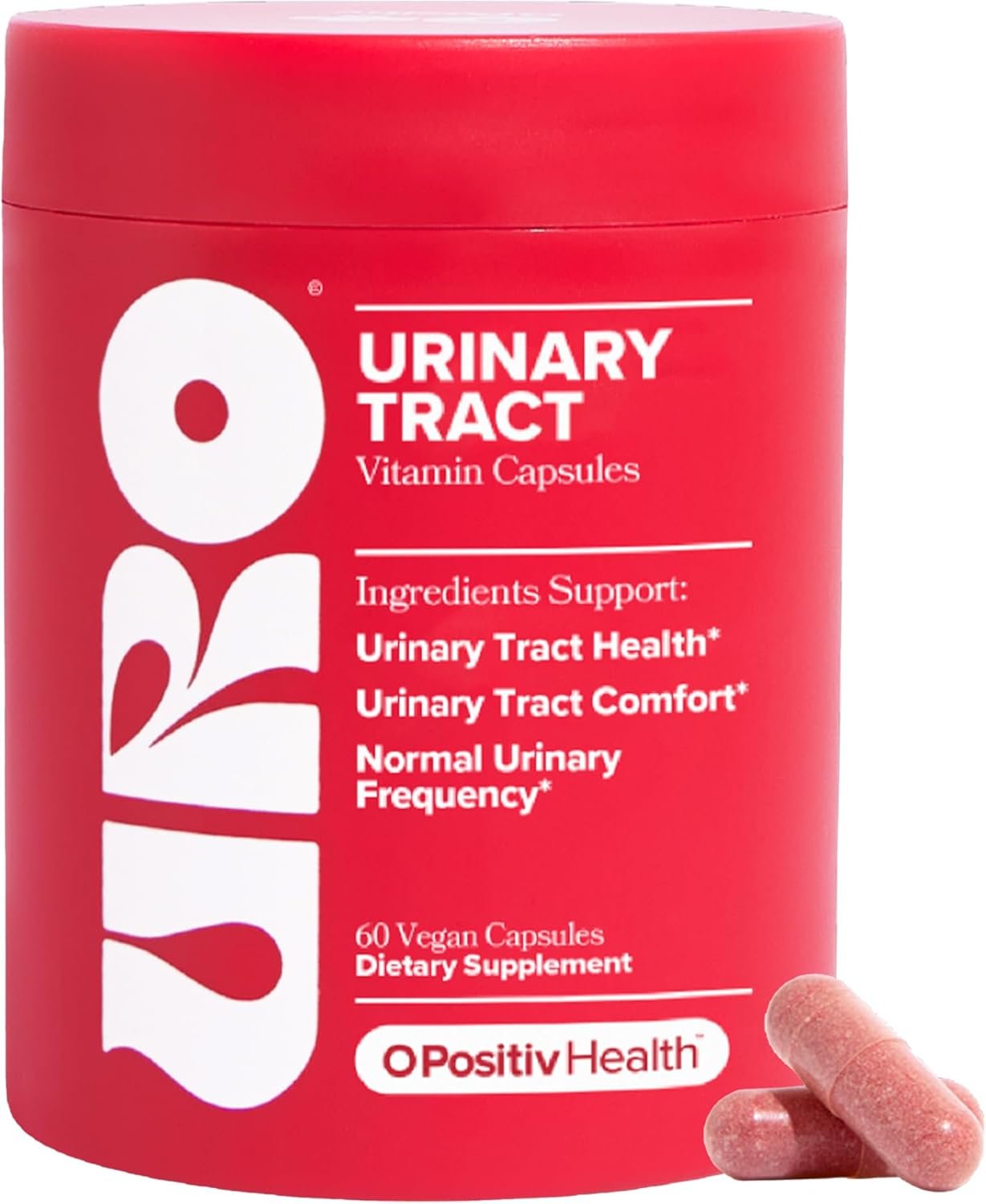 O Positiv URO Urinary Tract Health Supplement for Women, 60 Count (Pack of 1) – Urinary Support Vitamins with Pacran Complete Cranberry Extract, D-Mannose, & Vitamin C – Vegan & Gluten-Free