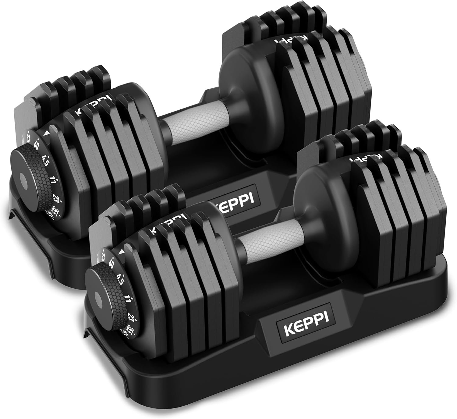 Keppi Adjustable Dumbbells Set-25lb/40lb/55lb/60lb, Anti-Slip Metal Fast Adjust Weight Handle, Exercise & Fitness for Full Body Workout – Adjustable Dumbbell Series