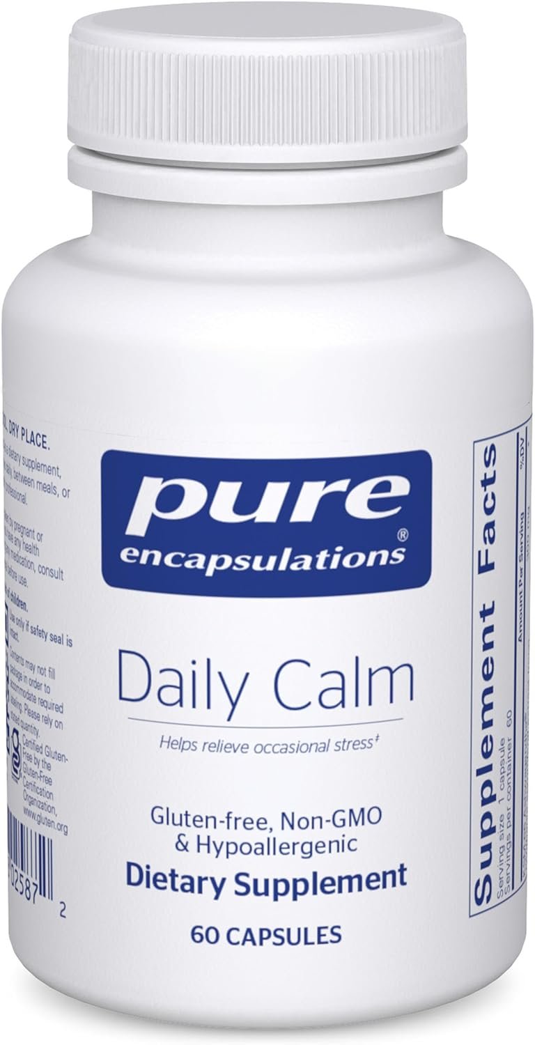 Pure Encapsulations Daily Calm – Vegan Stress & Sleep Support Supplement – Contains Ashwagandha, Saffron, GABA & L-Theanine – Non-GMO, Soy-Free & Gluten-Free – 60 Capsules