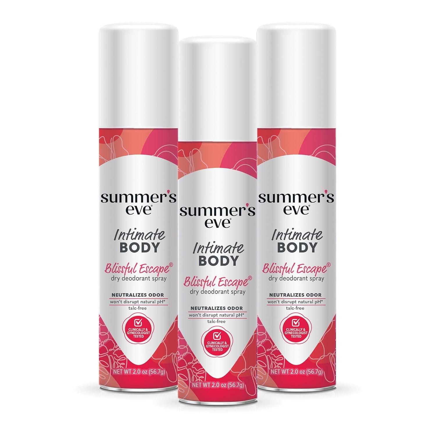 Summer’s Eve Blissful Escape Daily Feminine Spray with Talc-Free, Odor-Neutralizing and Moisture-Absorbing Formula, 2 Oz, Pack of 3
