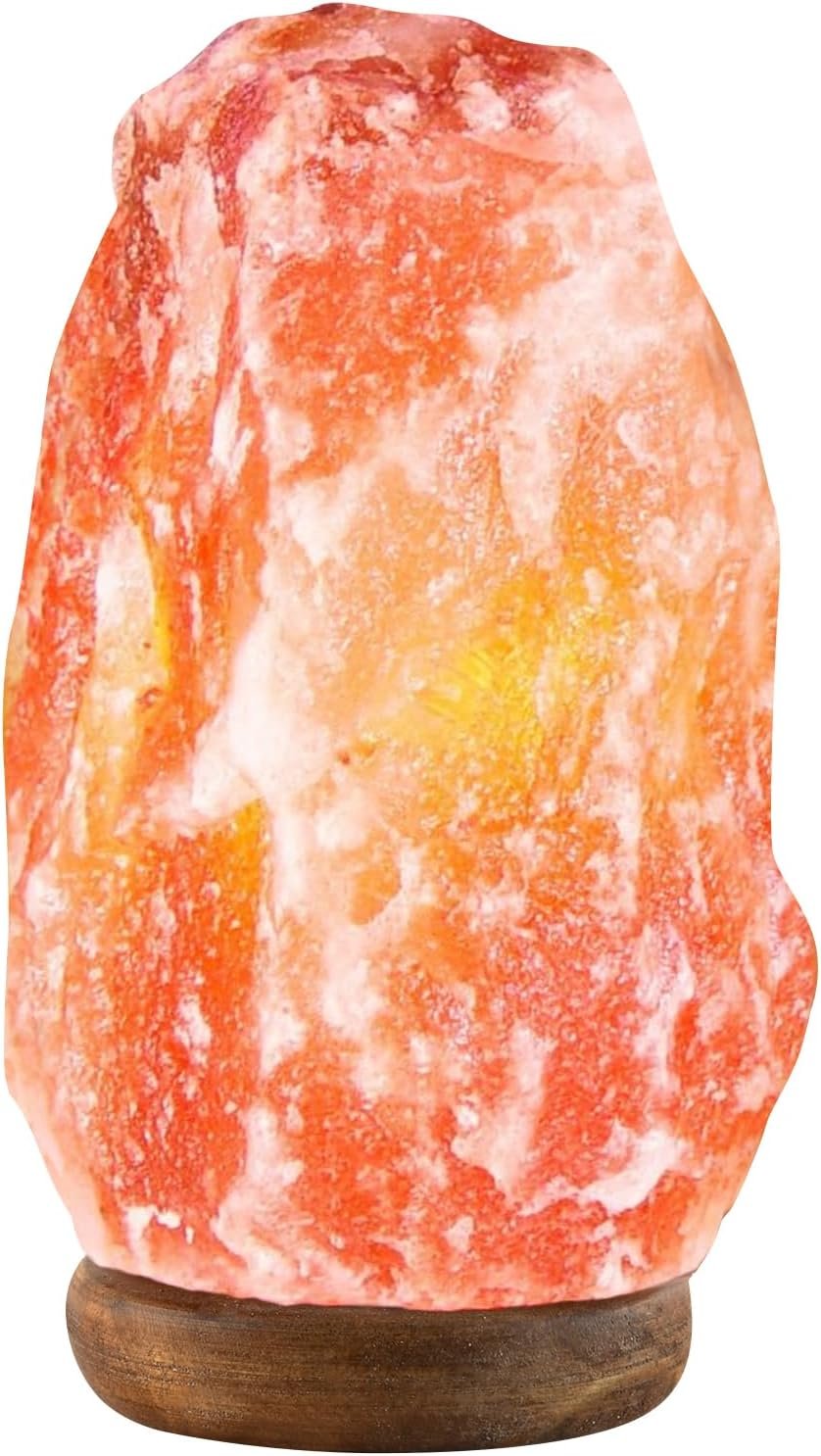 UMAID Himalayan Salt Lamp 8–10″ (7–11 lb) Dimmable Pink Rock Salt Lamp with Wooden Base & Night Light Bulb, Spa Home Decor Lamp for Bedroom, Office Desk & Meditation Room, Unique Gifts for Men & Women
