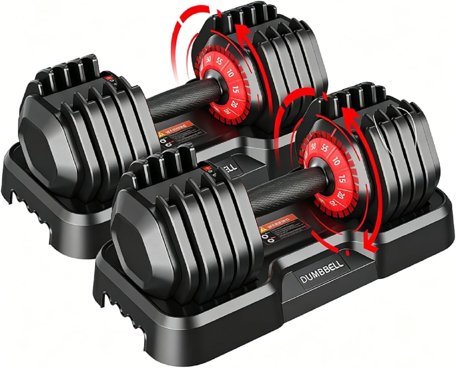 Adjustable Dumbbell Set 25 lb to 55 lb, Adjustable Dumbbells 10-in-1 Free Weight Set, 1-Second Dial Weight Adjustment,Space-Saving Design with Storage Base, Home Gym Strength Training Equipment