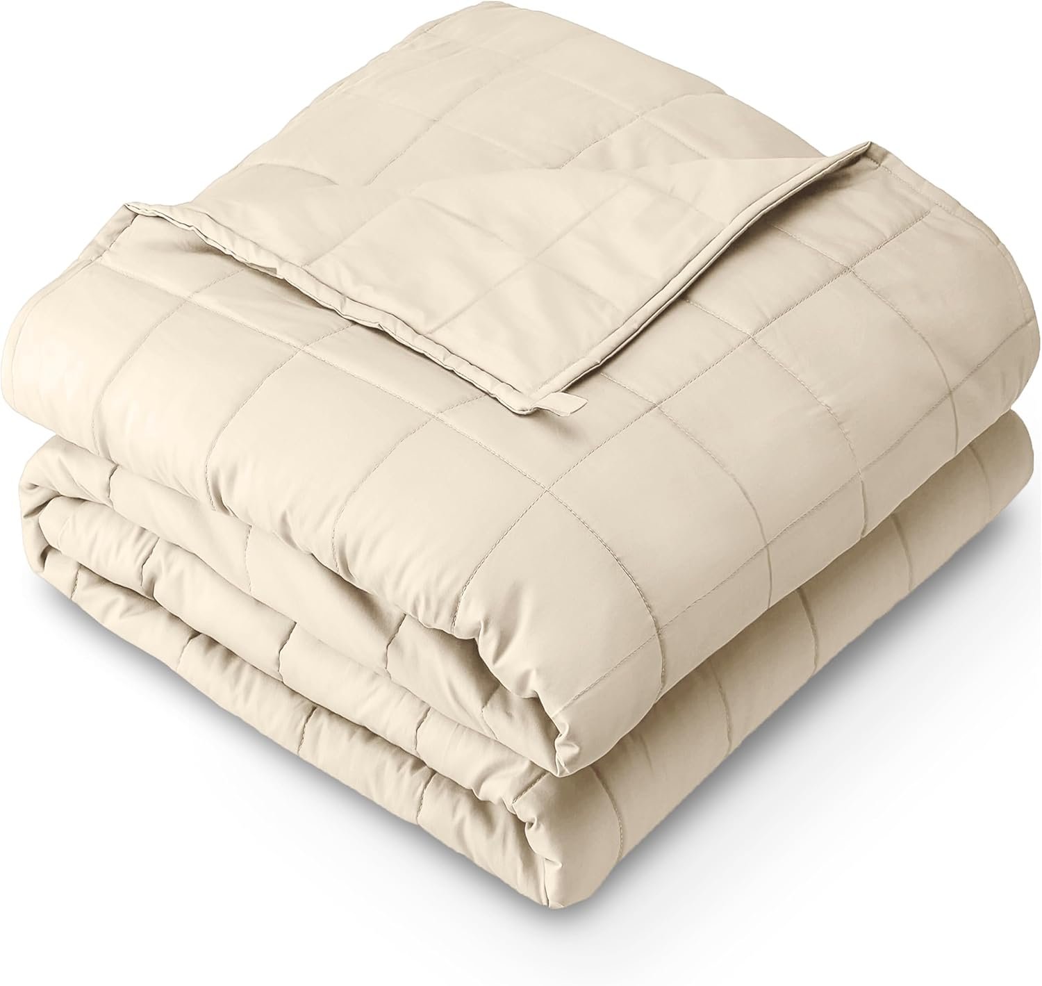 Bare Home Weighted Blanket Full or Queen Size 15lb (48″ x 72″) for Adults – All-Natural 100% Cotton – Premium Heavy Blanket Nontoxic Glass Beads (Sand, 48″x72″)