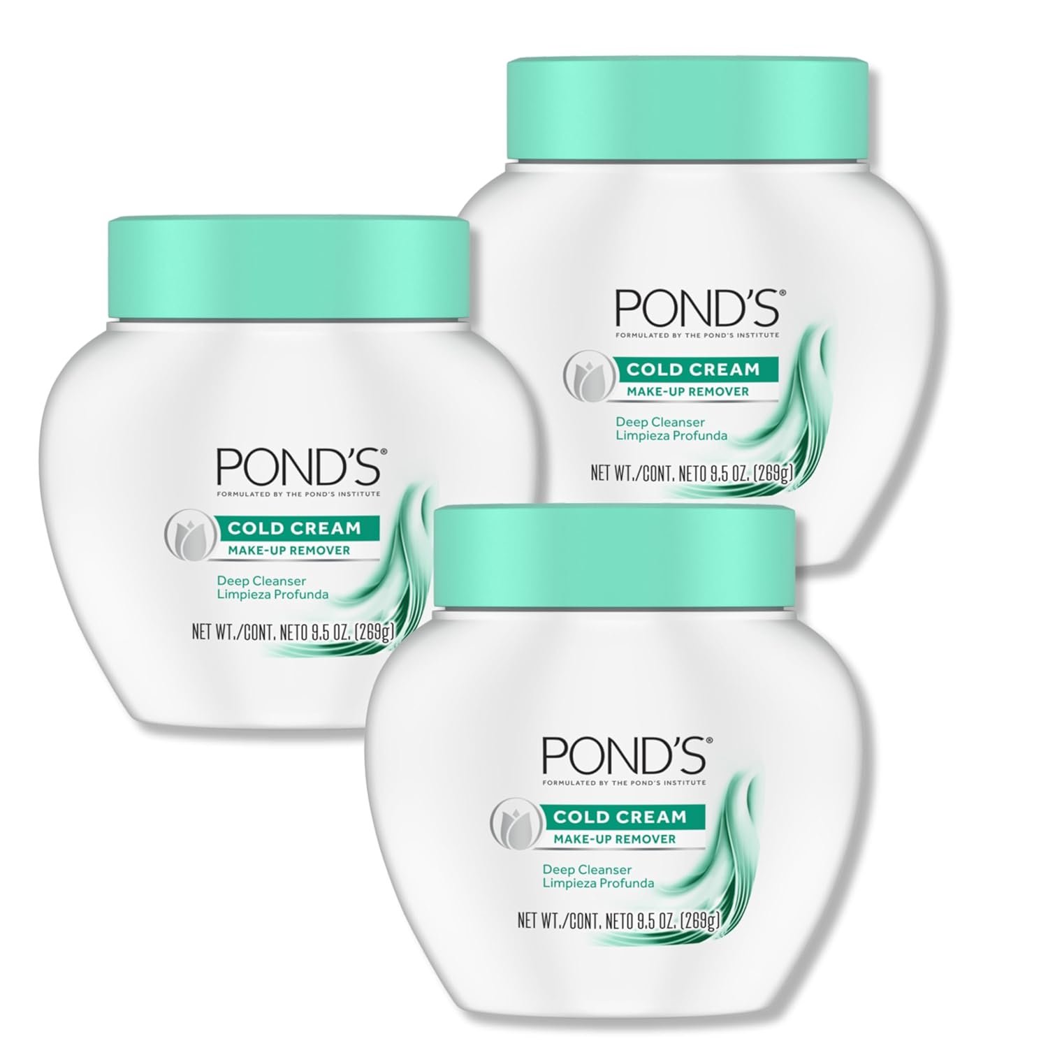 POND’S Cold Face Cream, Skin Care Facial Cleanser for All Skin Types, Deep Moisturizing Face Wash & Makeup Remover, 9.5 oz, 3 Pack