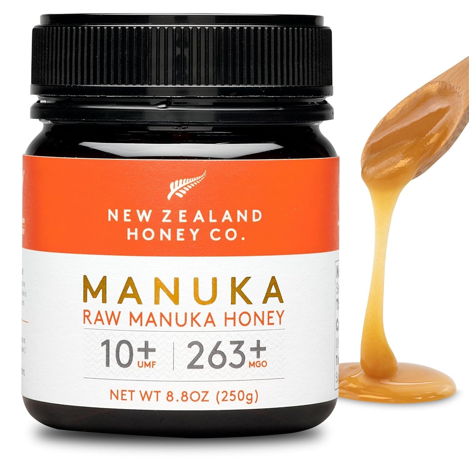 New Zealand Honey Co. Raw Manuka Honey UMF 10+ | MGO 263+ | UMF Certified Monofloral New Zealand Honey for Daily Wellness, Family, Skin Care & Dogs – 8.8oz / 250g