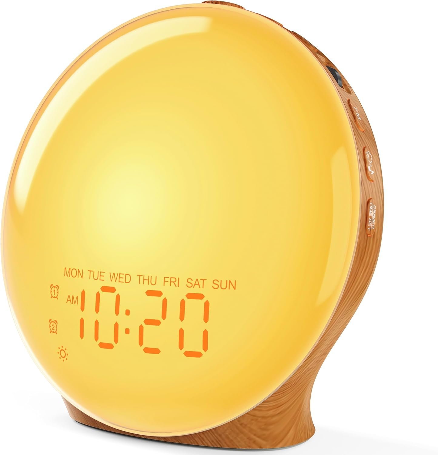 JALL Full Screen Dimmer Sunrise Alarm Clocks for Bedrooms, Wake Up Light with FM Radio, 25 White Noise Sleep Sounds, Bluetooth Speaker, Dual Alarms Bedside Clock for Heavy Sleepers, Kids